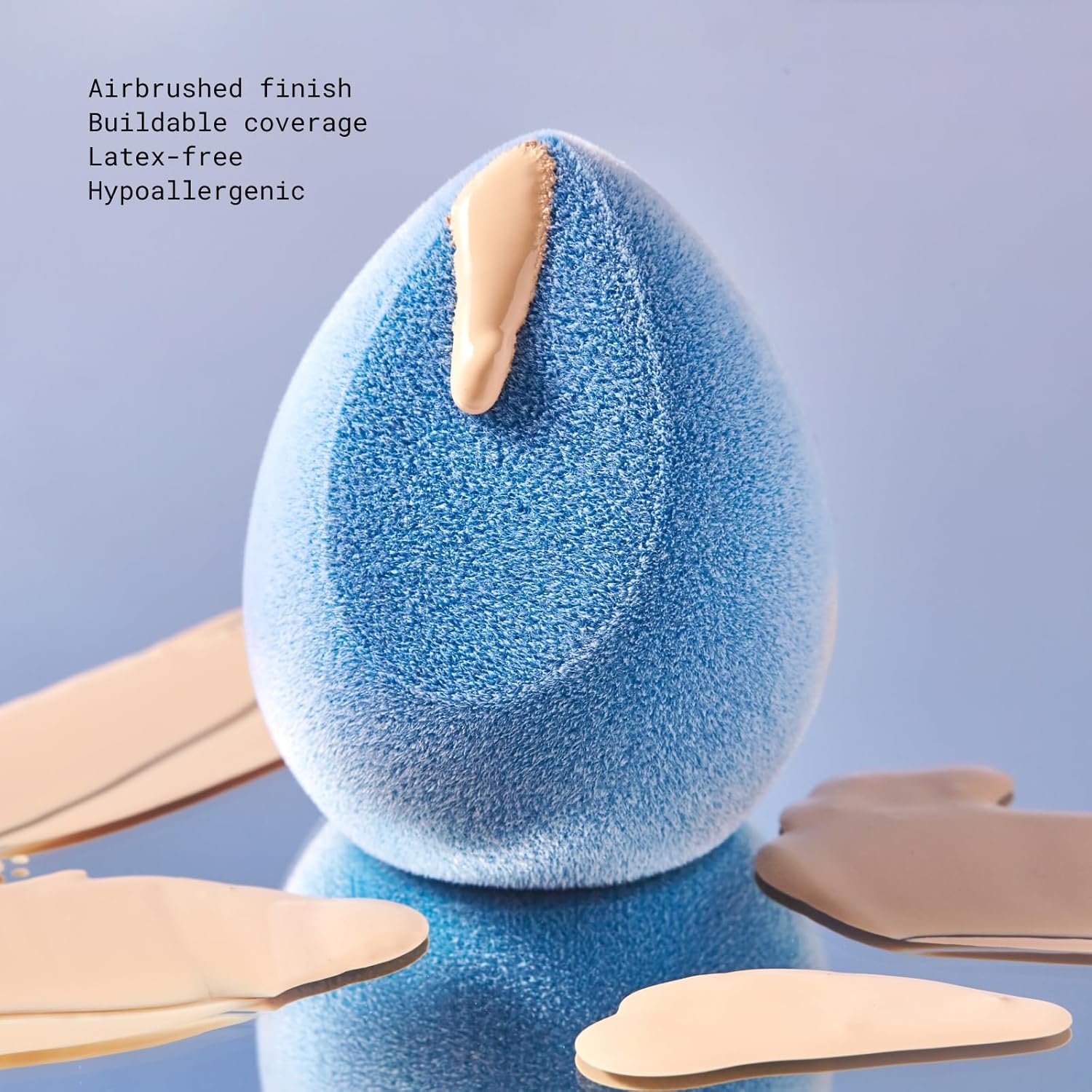 JUNO & Co. Microfiber Makeup Sponge, Dual Layer Technology for Full Coverage Flawless Makeup Blender for Foundation, Powder and Cream (Velvet Style and Blue Color) - Image 3