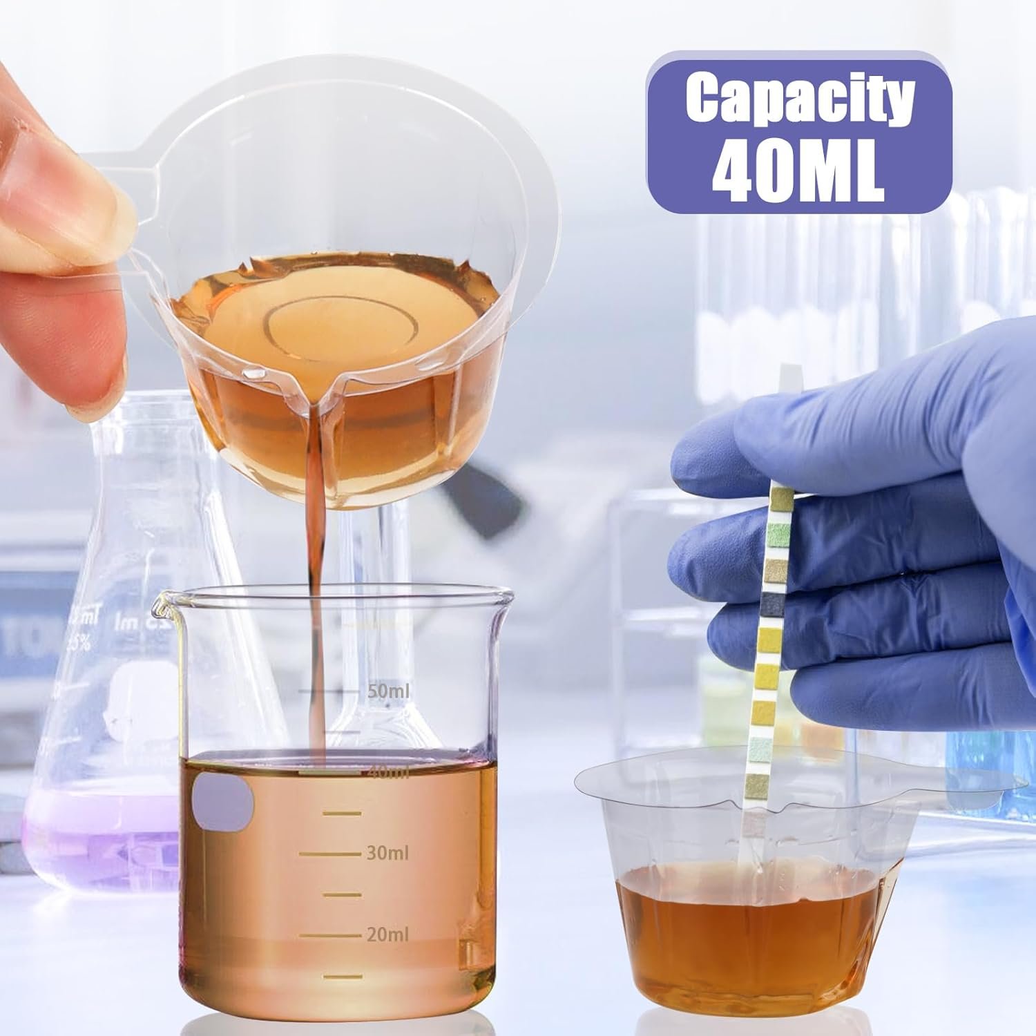 200 Pack Urine Cups, 40ML Thicken Plastic Disposable Urine Cups Urine Specimen Container Cup Pee Cup for Ovulation Testing, Pregnancy Confirm, pH Test - Image 3