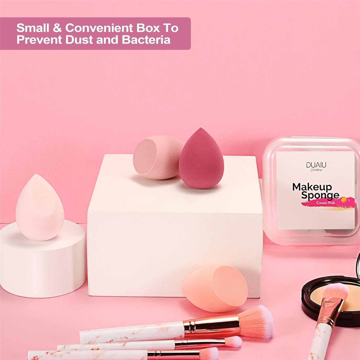 DUAIU 4 Pcs Makeup Sponge Set Beauty Sponge Foundation Blending Sponge, Flawless for Liquid, Cream, and Powder, Multi-colored Makeup Sponges with Storage Box - Image 6