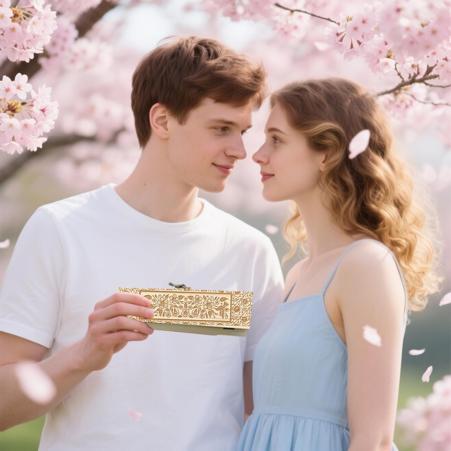 CHGCRAFT Vintage Floral Border Pregnancy Test Souvenir Box Hummingbird Wooden Pregnancy Announcement Keepsake Box with Raffia Ribbon and Lock Announcement Gifts for Dad Husband, 8x2x1.2inch - Image 6