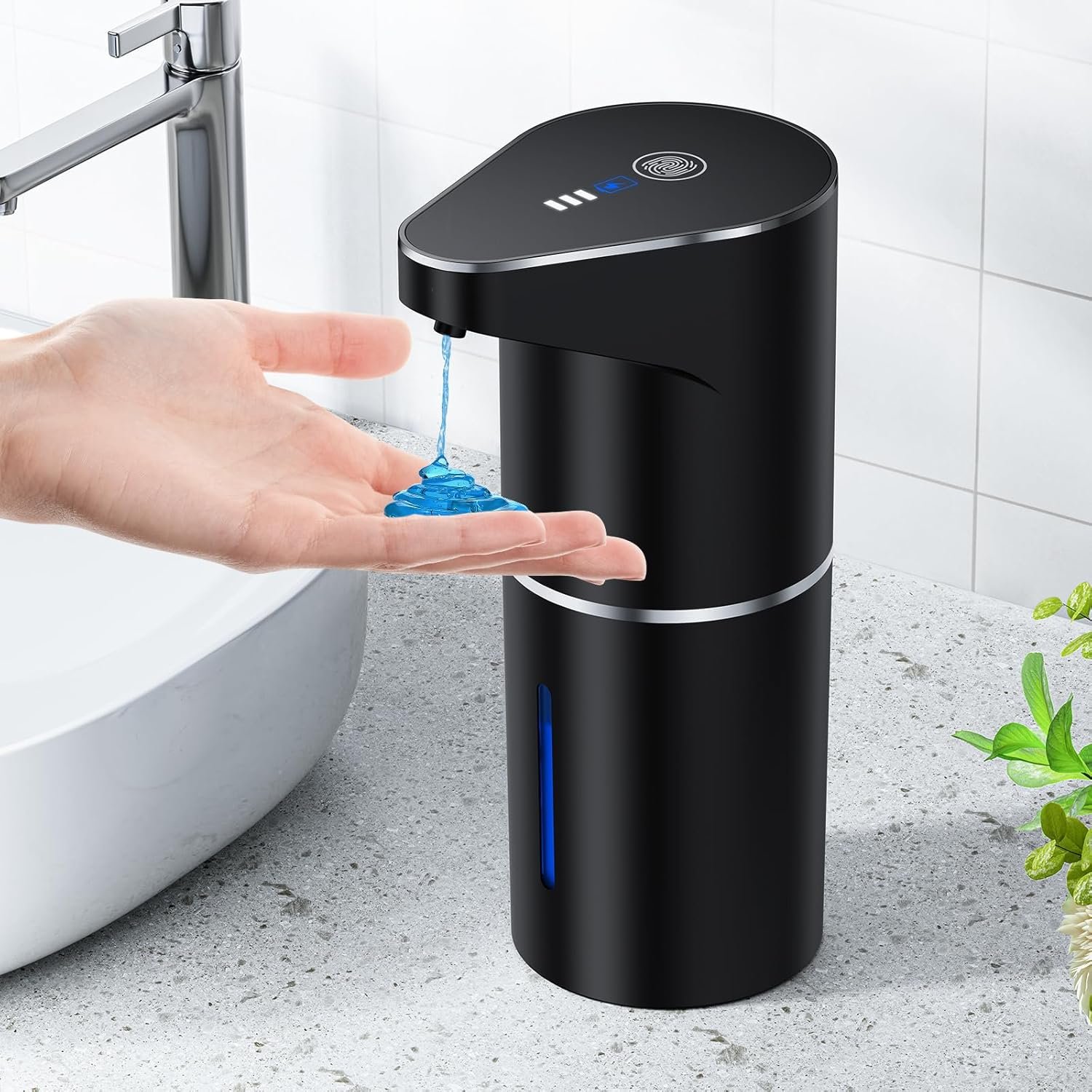 Automatic Soap Dispenser,Touchless Hand Wall Mount Rechargeable 3 Gear Adjustable Electric Soap Dispenser 350ml with Infrared Motion Sensor for Bathroom,Kitchen,Office, Black Gel - Image 3