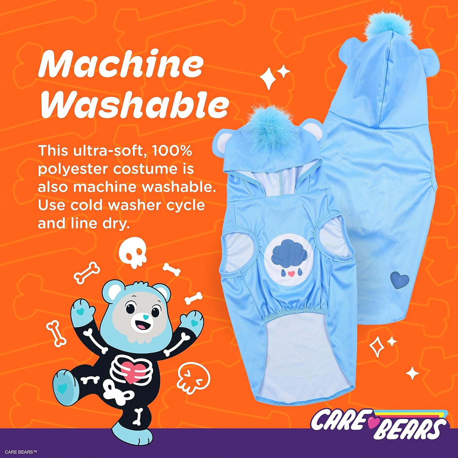 Care Bear for Pets Halloween Grumpy Bear Sleeveless Hoodie Dog Costume - Officially Licensed Halloween Costumes for Dogs, Size Medium - Image 3