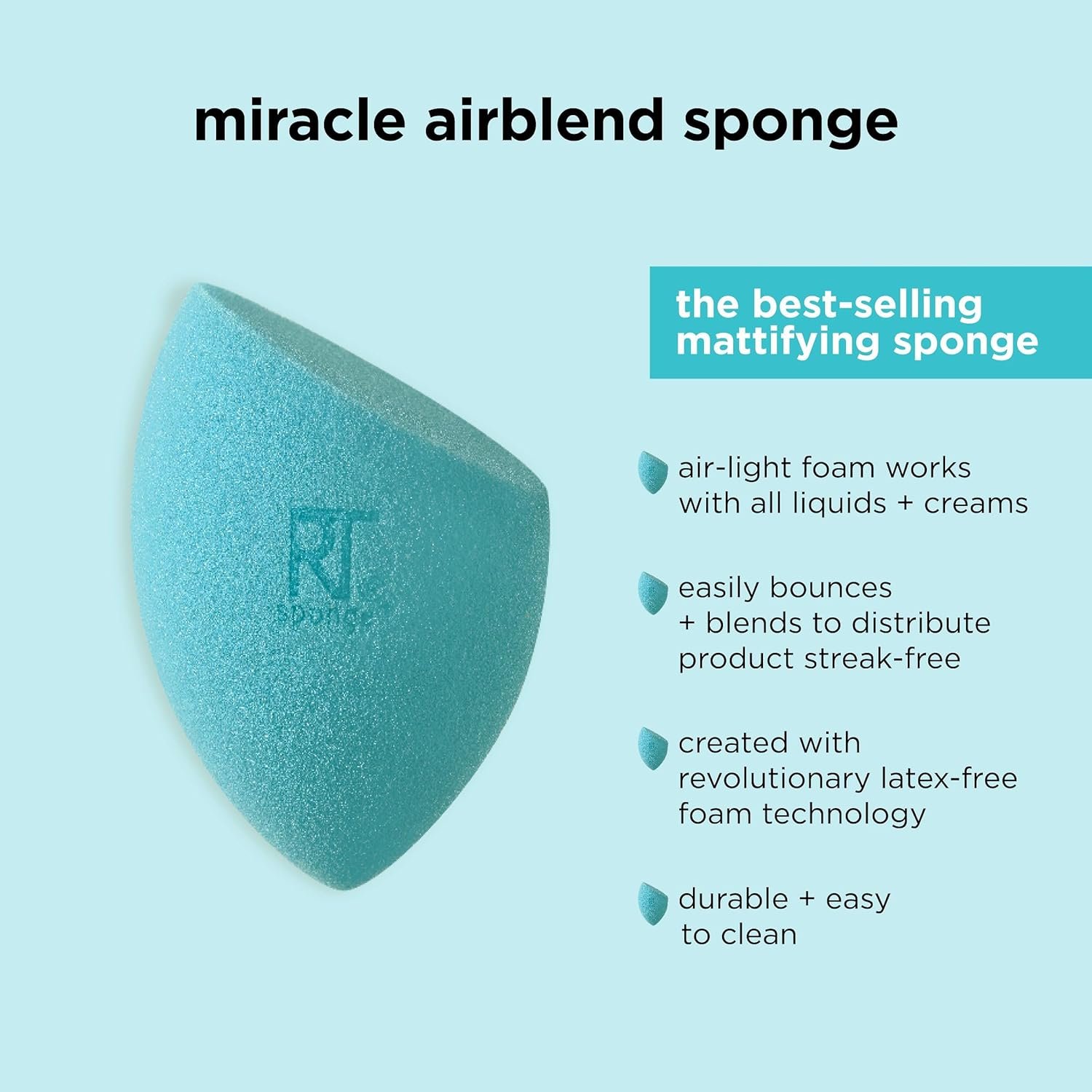 Real Techniques Miracle Mattifying Makeup Sponge Duo, Matte Finish, Cloud Skin, Full Coverage Foundation & Powder Makeup Blending Sponges for Oily Skin, Cruelty & Latex-Free Foam, 2 Count - Image 4