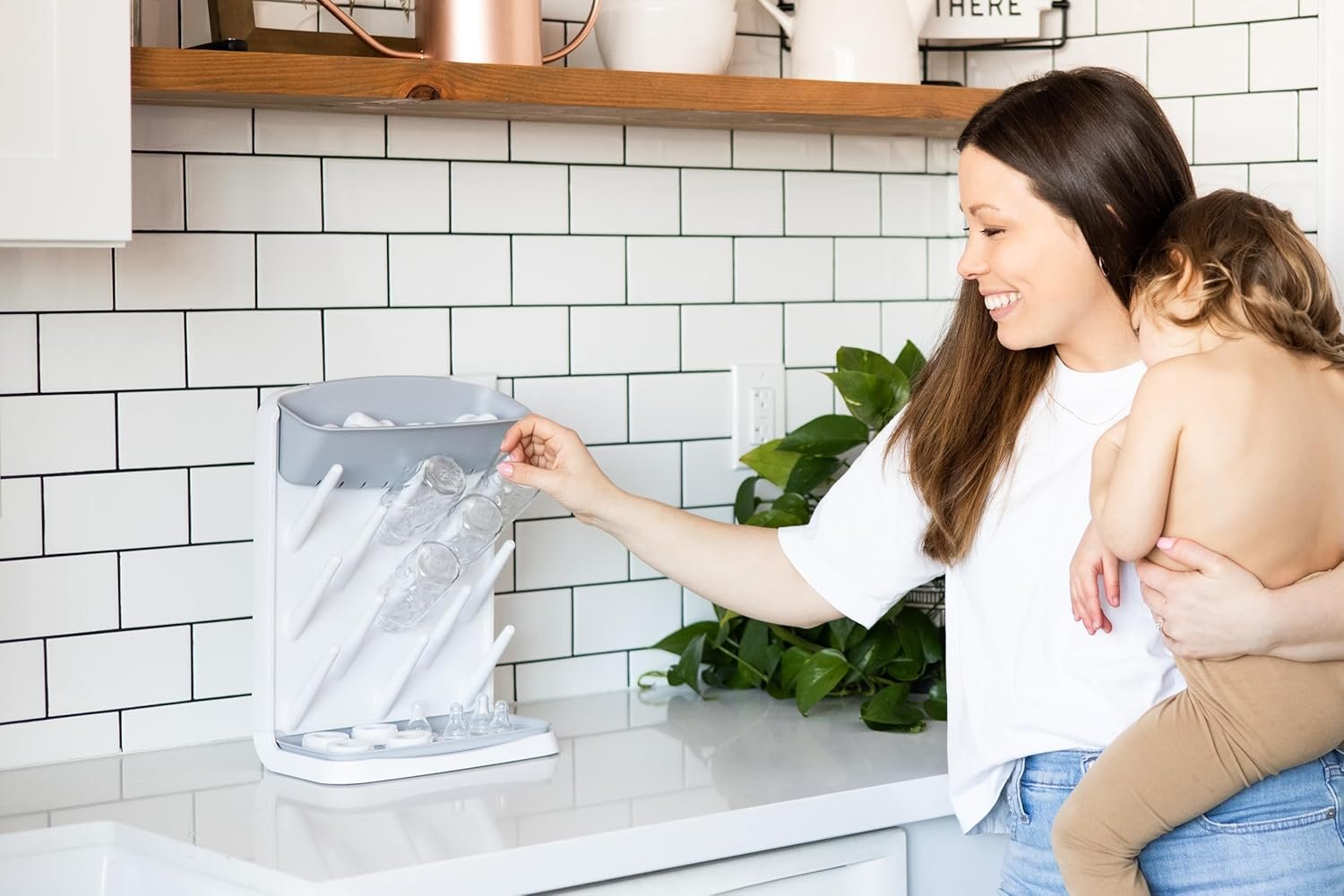 Ubbi Vertical Baby Bottle Drying Rack, Space Saving Countertop Drying Rack Baby Organizer, Gray - Image 9