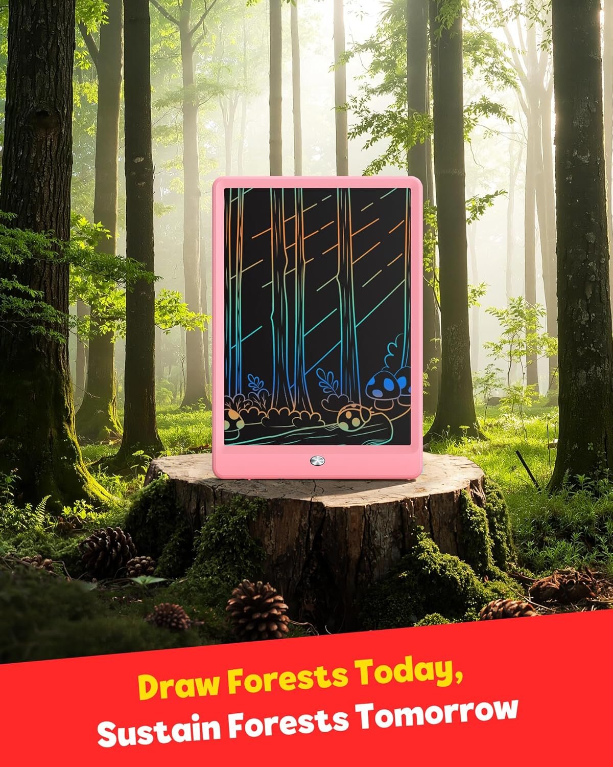 TEKFUN LCD Writing Tablet for Kids, 10-inch Coloring Drawing Pad, Mess Free Doodle Board, Christmas Gifts for Girls and Toddlers, Toys for 3 4 5 6 7 8 Year Old Boys (Pink) - Image 6