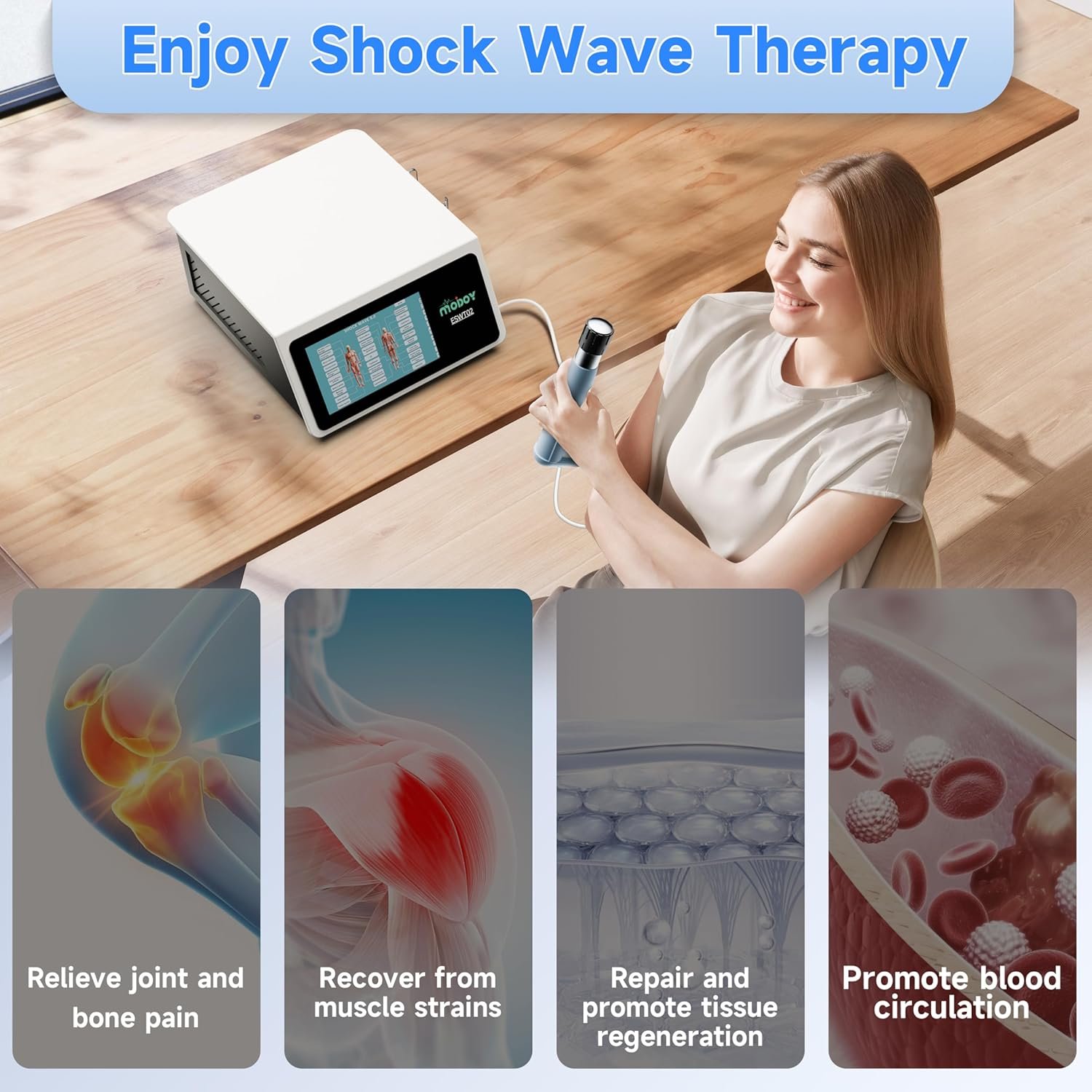 2026 MODOY Shockwave Therapy Machine for Joint/Muscle Pain Relief, FSA/HSA Eligible Shockwave Therapy, Non-Invasive Extracorporeal ESWT Shock Wave Therapy Device, Ideal for Home & Clinical Use(White) - Image 3