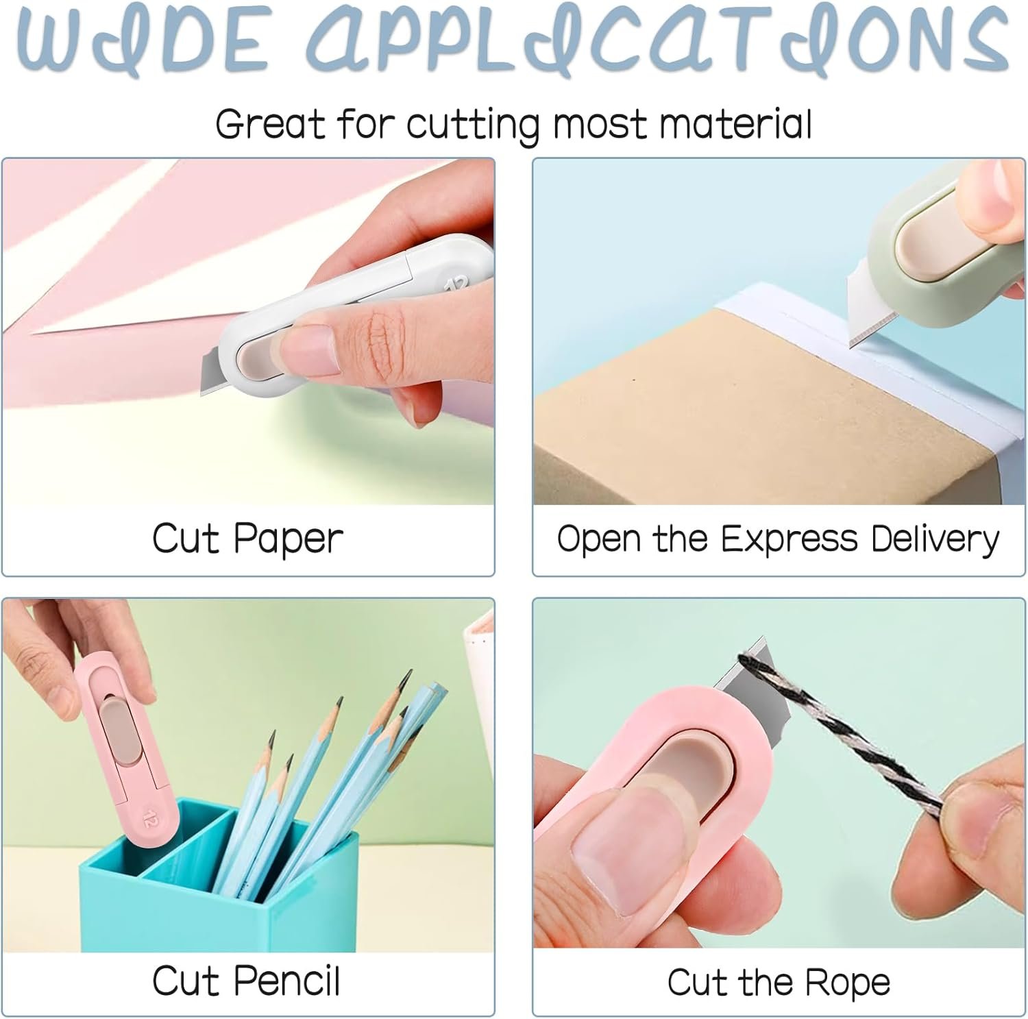 4 PSC Box Cutter,Retractable Box Opener, Package Opener, Easy Slide Retractable Cute Utility Knife For Opening Daily Express Boxes, Envelopes, Packages, Paper tapes and more (4 PSC Box Cutter) - Image 3