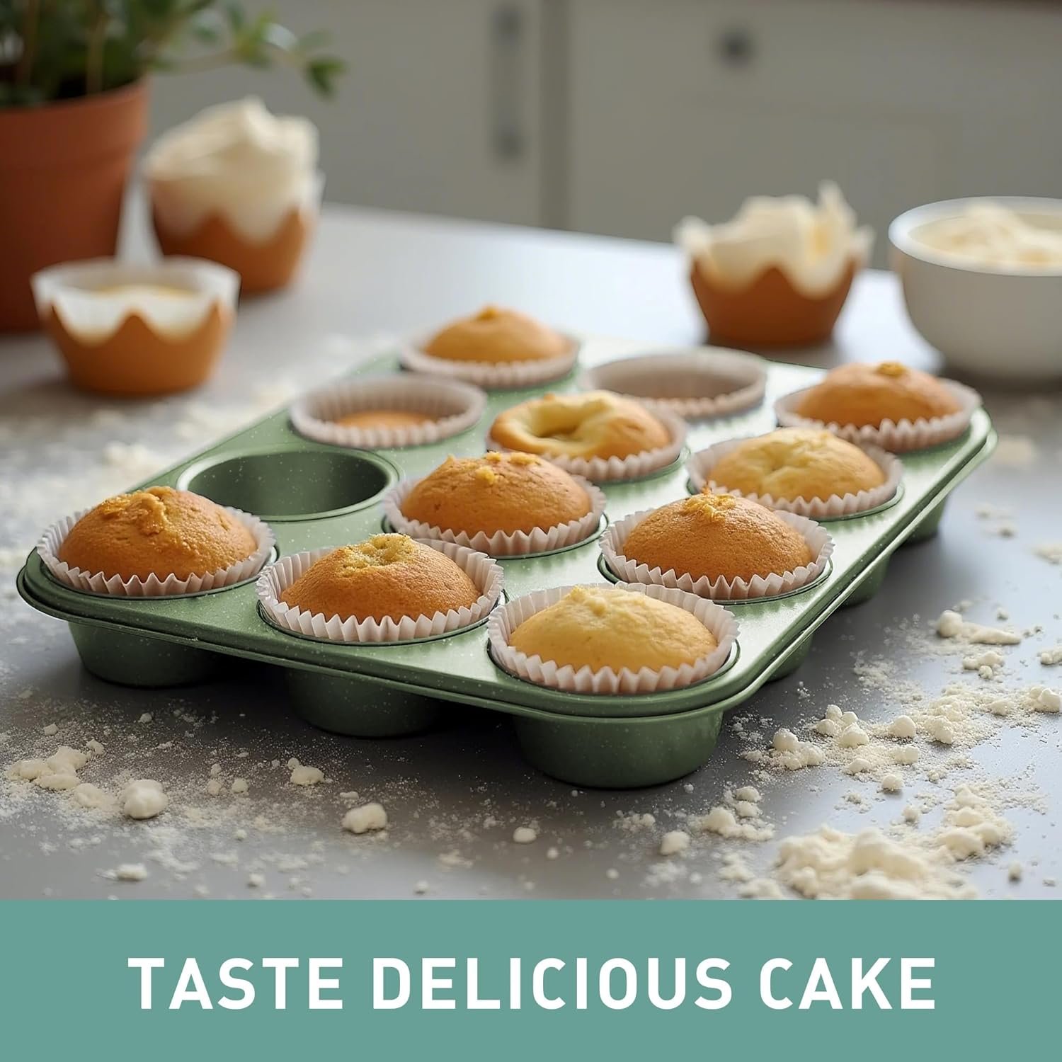 MAISON ARTS 30 Piece Pots and Pans Set Non Stick, Kitchen Cookware & Bakeware Sets with Nonstick Granite Coating, Baking Tray, Frying Pan and Saucepan, Green - Image 3