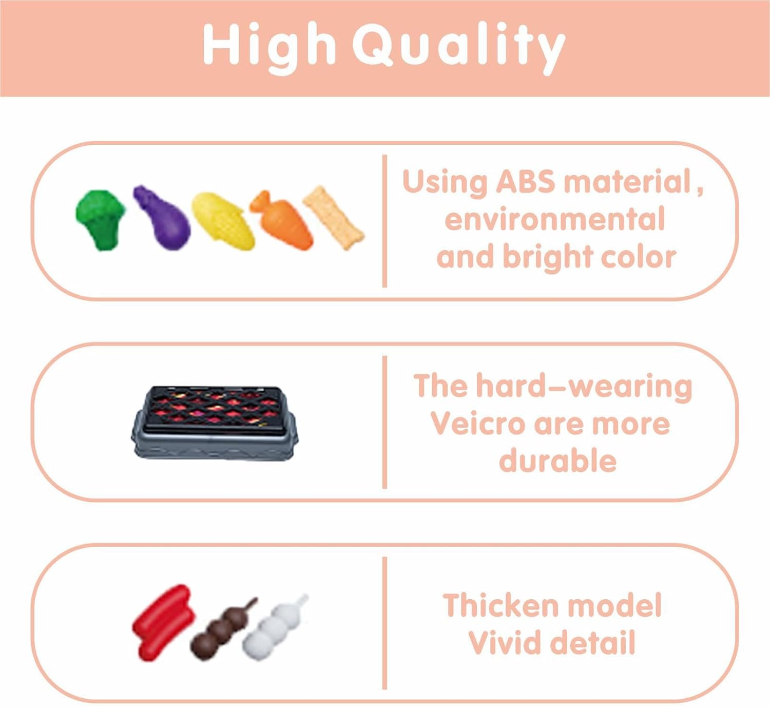 61Pcs Kids Kitchen Toy Accessories Set, Toddler Pretend BBQ Cooking Playset with Pots and Pans, Utensils Cookware, Cut Play Food Set, Toy Vegetables, Play Kitchen for Girls and Boys (Pink) - Image 3