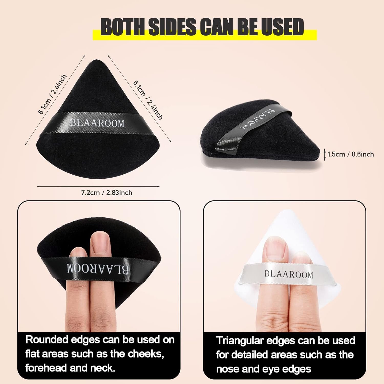 6 Pieces Soft Triangle Powder Puff Face Makeup Velour for Loose Powder Mineral Powder Body Powder Wet Dry Cosmetic Foundation Sponge Makeup Tool - Image 3