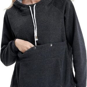 Pet Pouch Hoodie Long Sleeve Fleece Kitten Puppy Holder Carrier Sweatshirt for Women