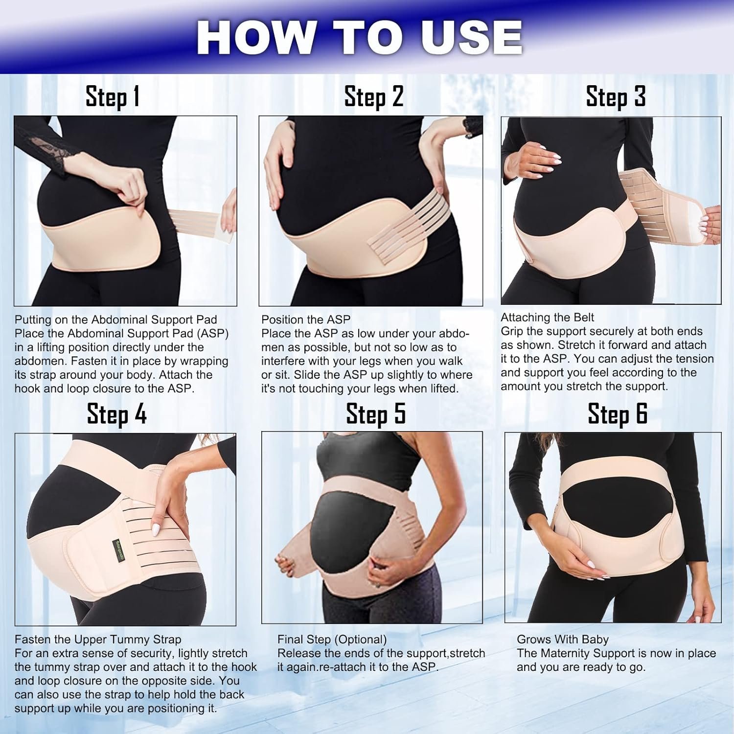 ChongErfei Maternity Belt, Pregnancy 3 in 1 Support Belt for Back/Pelvic/Hip Pain, Maternity Band Belly Support for Pregnancy Belly Support Band (M: Fit Ab 35.5"-47.3", Black) - Image 4
