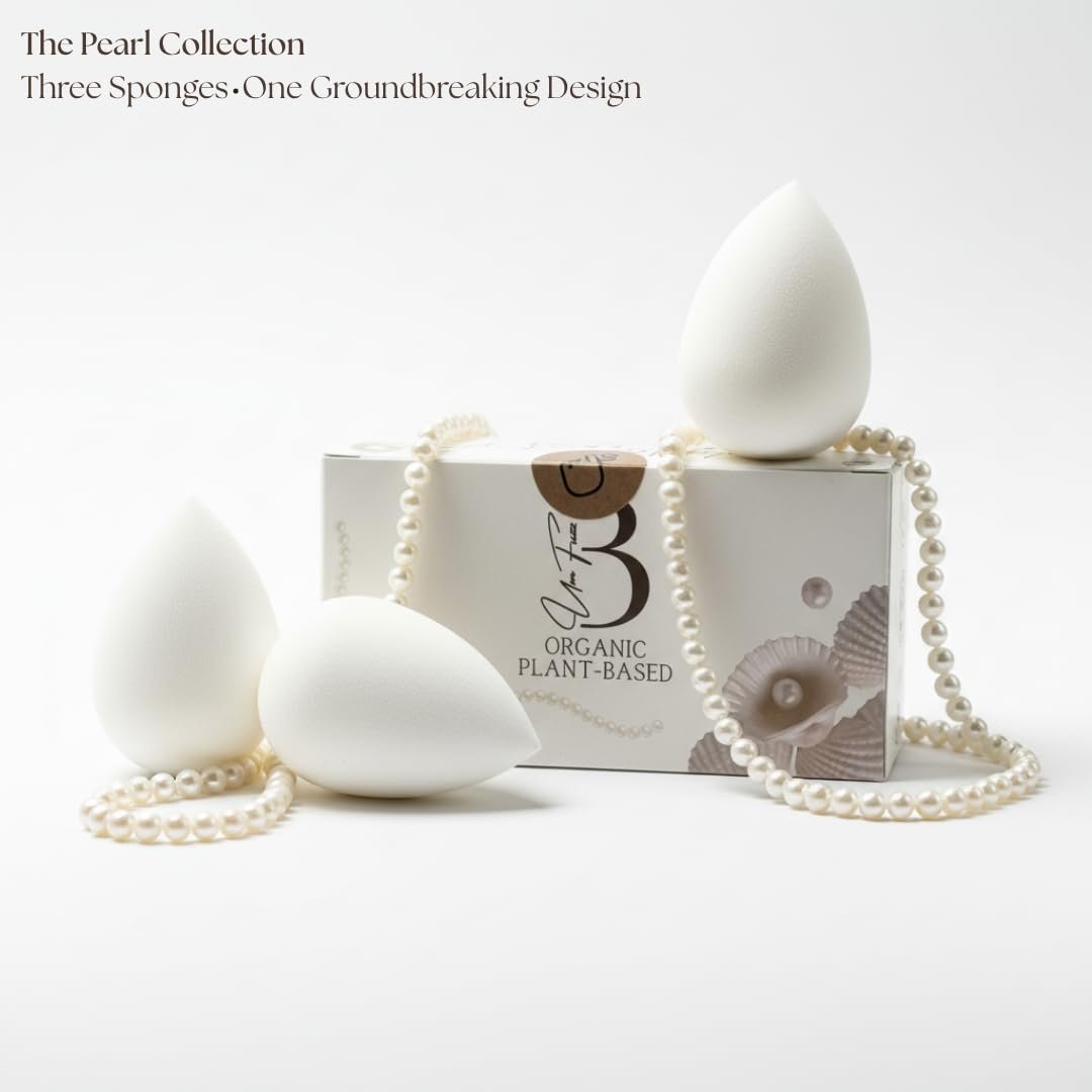 Pearl Beauty Sponge - Plant-Based, Eco-Friendly, Cruelty-Free, Dye-Free & Latex-Free Blender, Biodegradable & Natural Makeup Sponge, Makeup Blender, Perfect for Liquid & Powder (3 Count) - Image 4