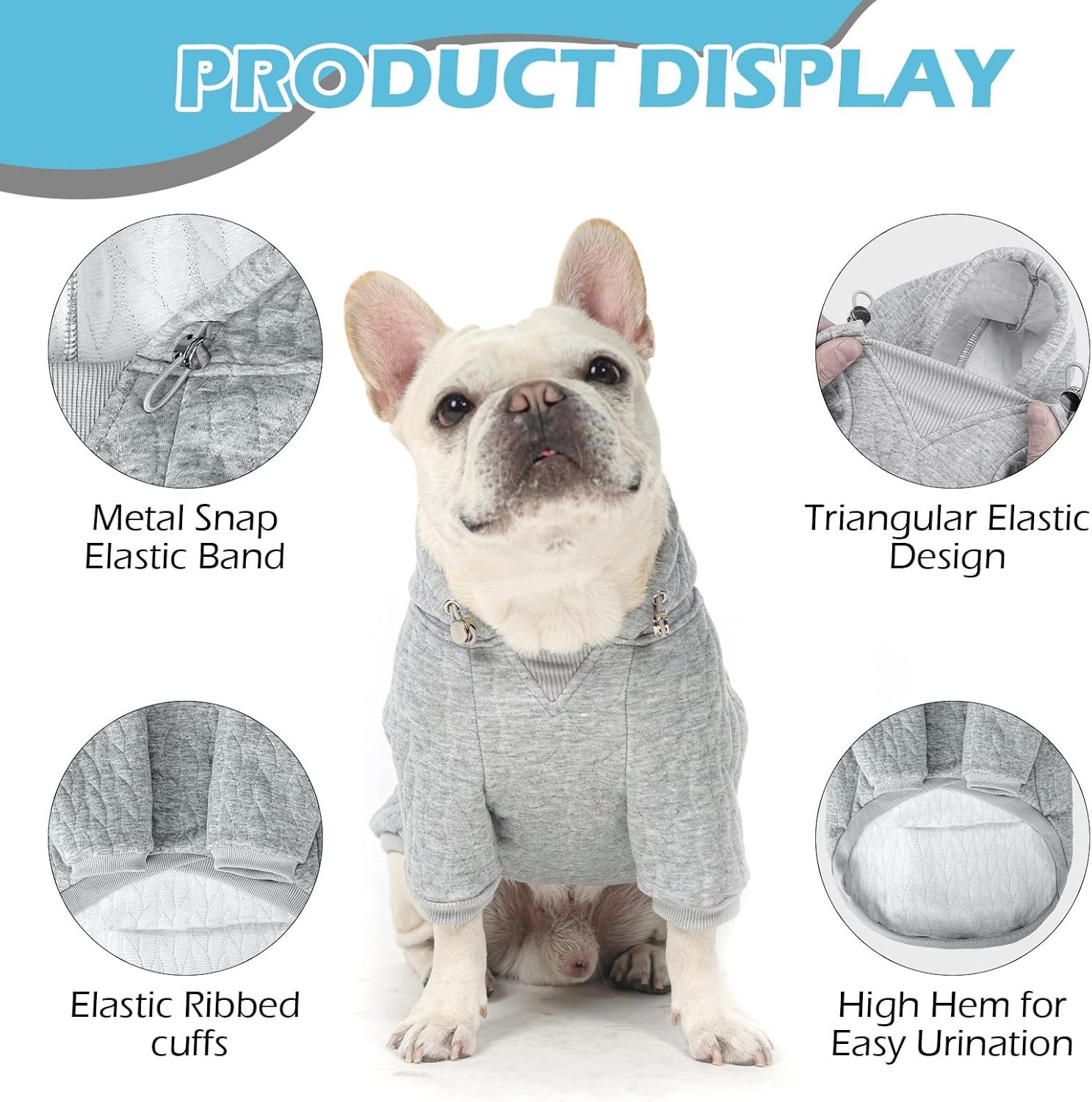 EXPAWLORER Textured Cable Knit Basic Dog Hoodie, Elevated Style Dog Sweater with Leash Hole and Pocket, Soft and Warm Pet Winter Coat, Cold Weather Clothes for Small Medium Large Dogs,Grey S - Image 4
