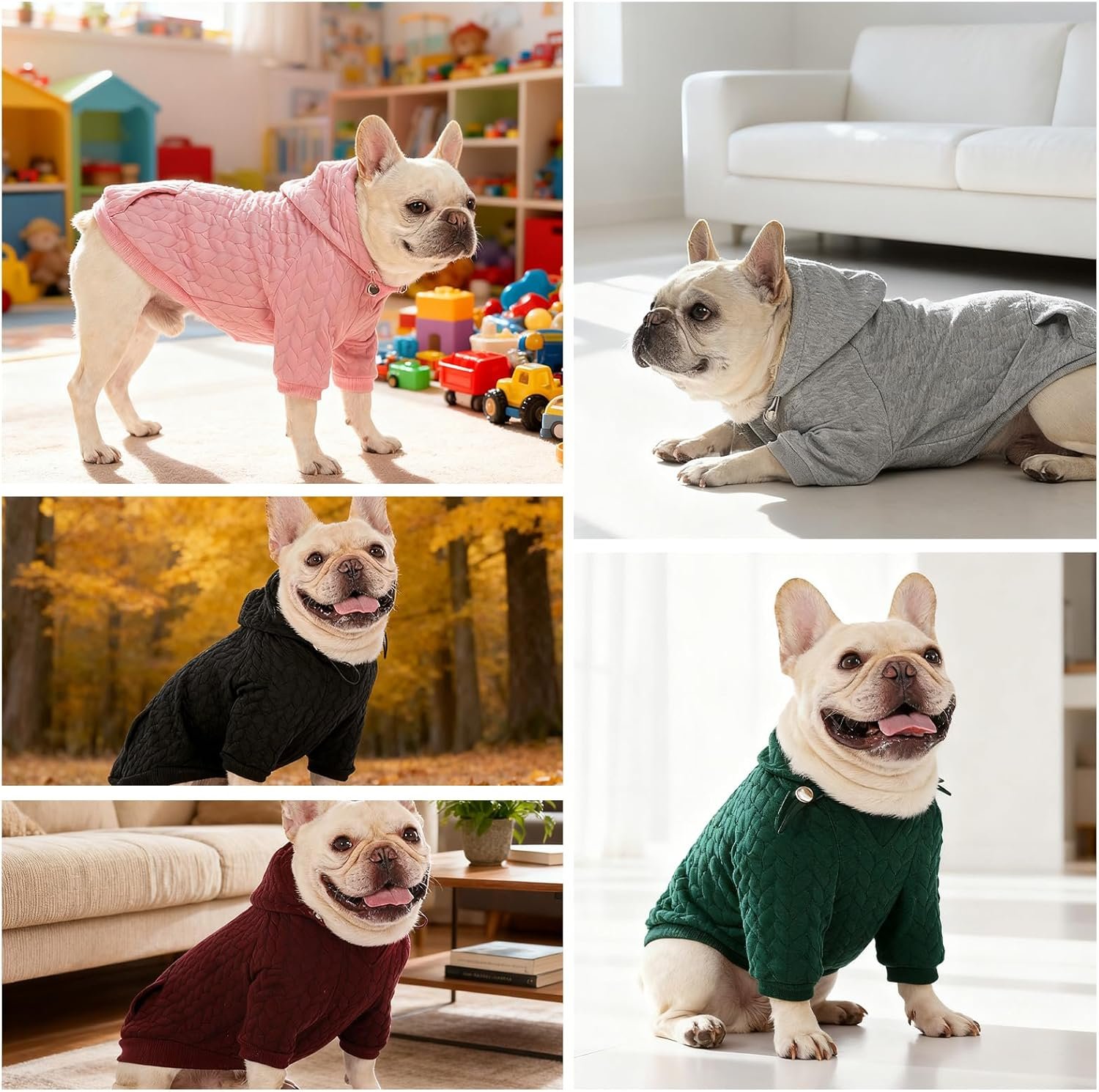 EXPAWLORER Textured Cable Knit Basic Dog Hoodie, Elevated Style Dog Sweater with Leash Hole and Pocket, Soft and Warm Pet Winter Coat, Cold Weather Clothes for Small Medium Large Dogs,Grey S - Image 8