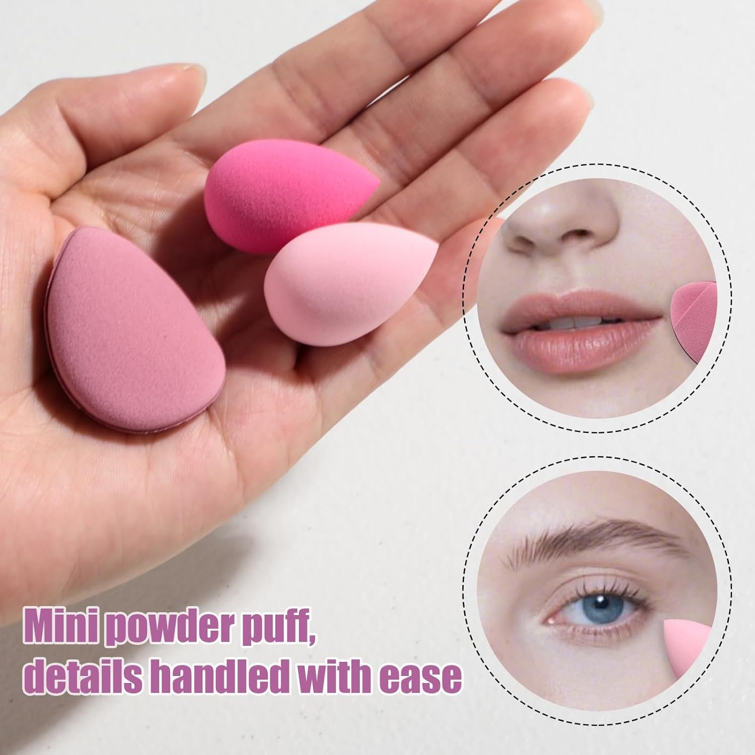 BS-MALL 10 Pcs Premium Makeup Sponges For Foundation - Makeup Blending Sponge Set With Finger & Triangle Puffs For Multi-purpose Use, Travel Essential & Daily Makeup (Diamond) - Image 4
