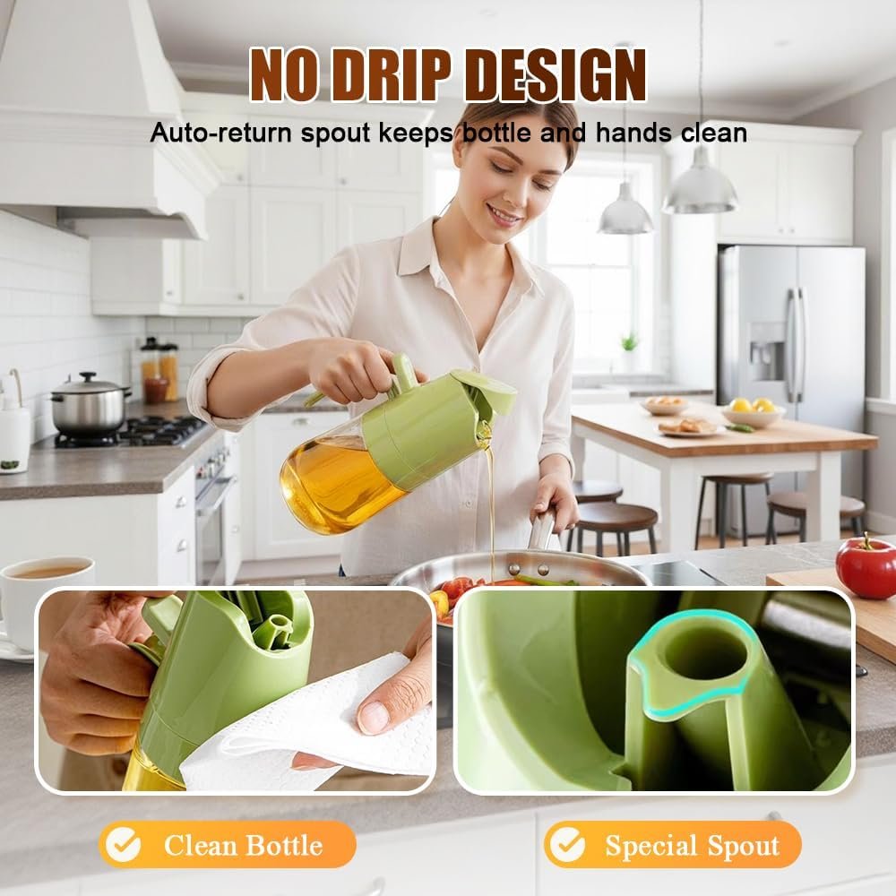 AIIONP 2 in 1 Glass Oil Sprayer & Dispenser, 2026 Premium Olive Oil Dispenser Bottle for Kitchen, Food-grade Oil Spray Bottle for Cooking, Air Fryer, Frying, BBQ (White-500ml) - Image 4