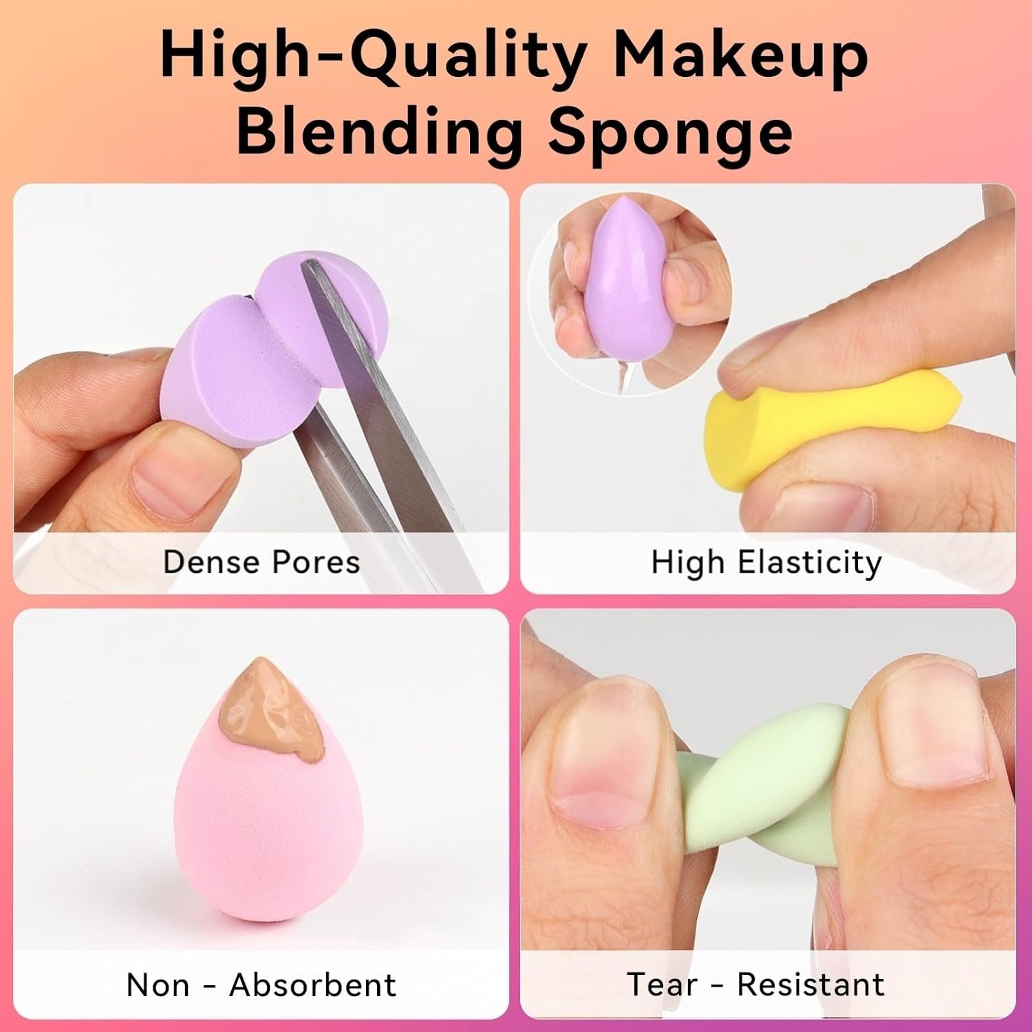 48 PCS Makeup Sponge Set,Mini Beauty Blender Sponge, Multi-Colored Beauty Blender for Face Cosmetic Applicator for Powder Teardrop and Beveled Shapes - Image 3