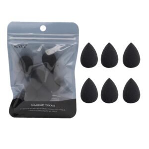 6PCS Mini Makeup Sponge, Black Small Beauty Sponge Blender Set for Foundation, Powder, Concealer Highlight,and Eye Shadow
