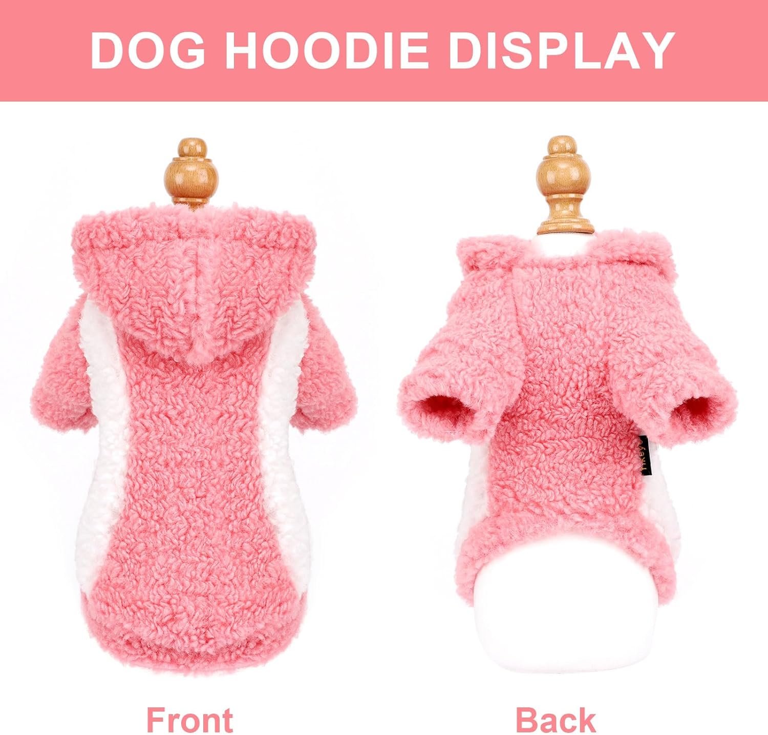 YIKEYO Dog Hoodie Pet Clothes Sweater with Hat Soft and Warm Cold Weather for Small Patchwork Hood(Pink, XXS) - Image 5