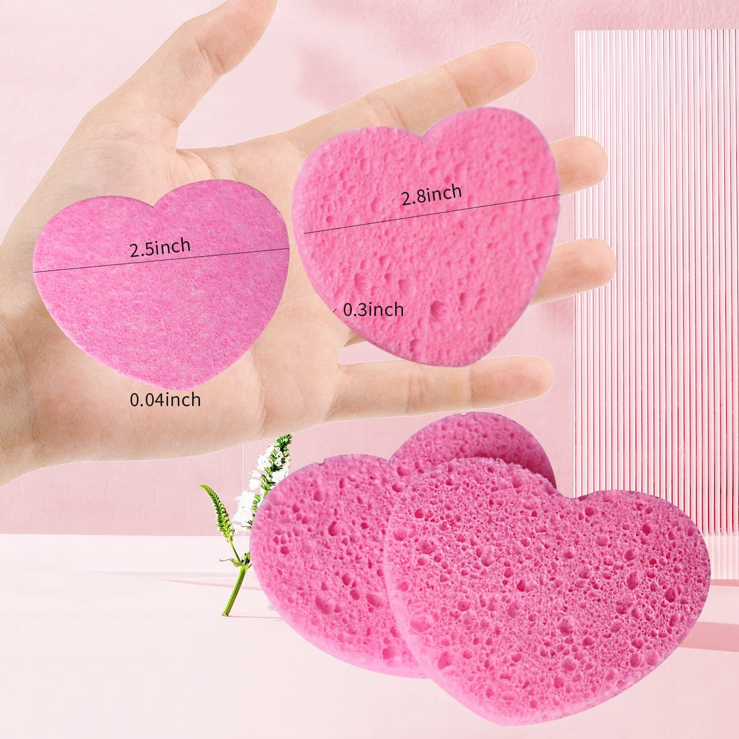 50-Count Facial Sponges Compressed, 100% Natural Cellulose Face Sponge Professional Cosmetic Spa Sponges for Face Cleansing, Exfoliating Mask, Makeup Removal for Travel and Home, Pink - Image 3