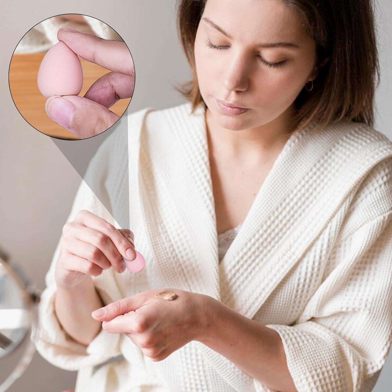 8PCS Mini Beauty Blender, Latex Free Soft Bounce Dual Purpose Small Makeup Sponges with Travel Boxes, No Irritating Makeup Egg for Concealer, Blusher, Foundation, Shadow (Pink+Nude) - Image 5