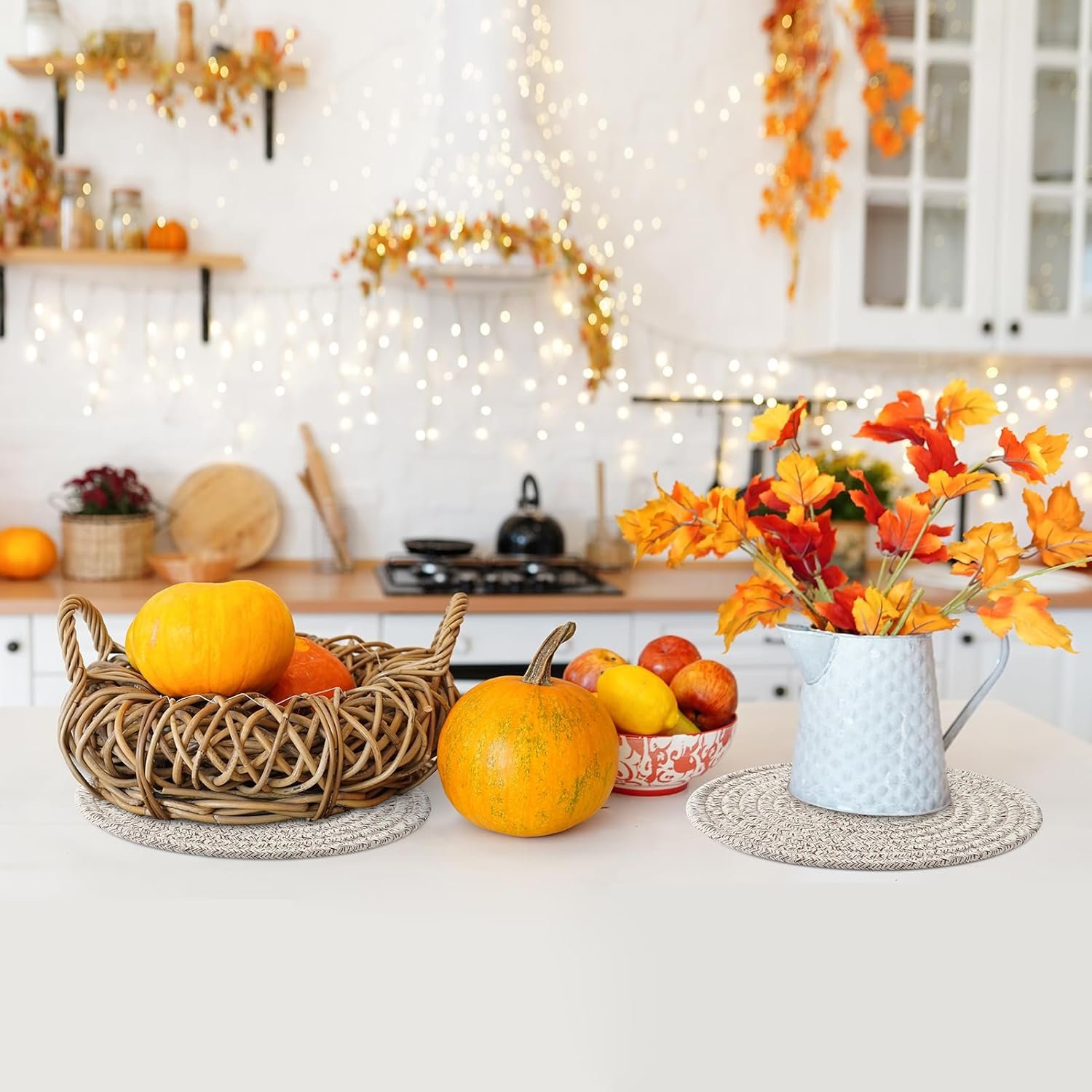 Coga 8" Trivets for Dishes, Pots and Pans, 6 Pack Heat Resistant Hot Pads, Pot Holders for Kitchen, Plate Mats for Table and Countertops, Farmhouse Decor Home Kitchen Essentials, Brown - Image 7