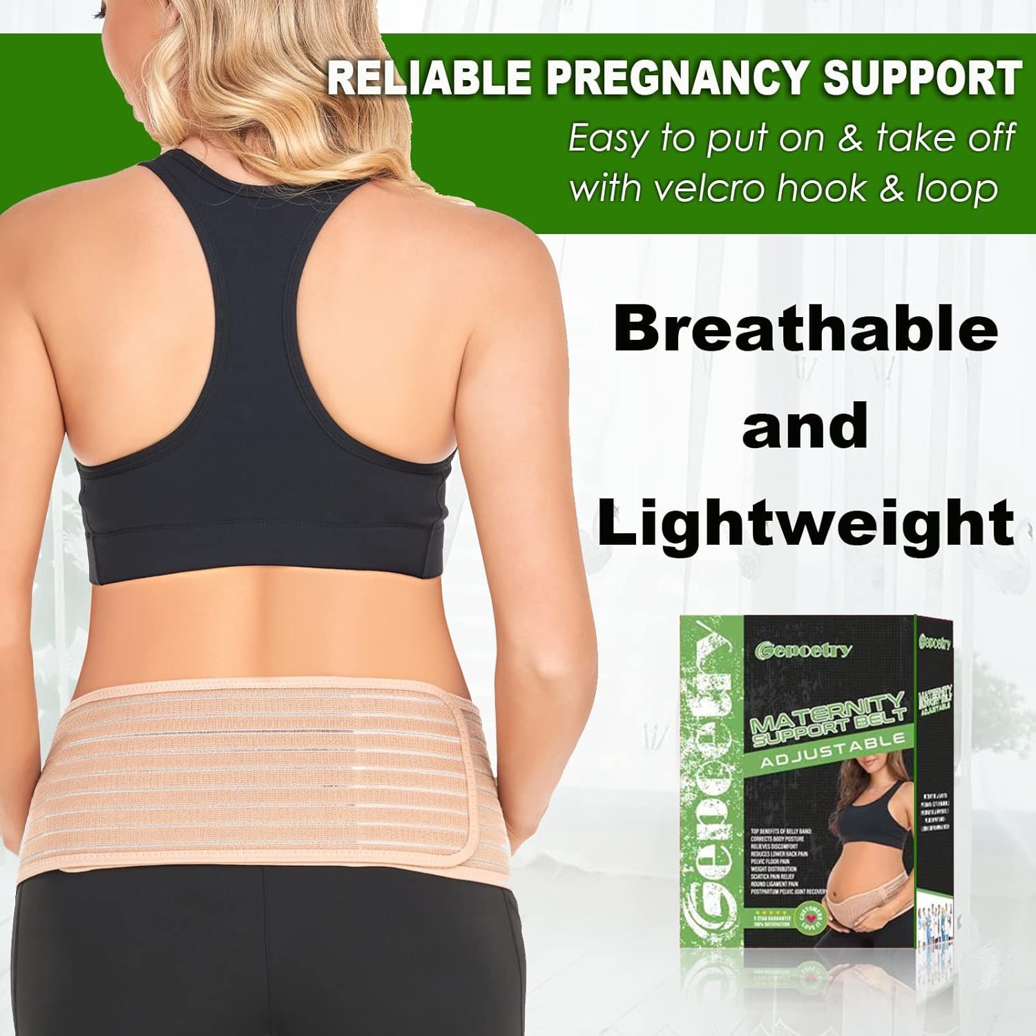 Maternity Belly Band for Pregnant Women | Pregnancy Belly Support Band for Abdomen, Pelvic, Waist, & Back Pain | Adjustable Maternity Belt | For All Stages of Pregnancy & Postpartum (Beige) - Image 4