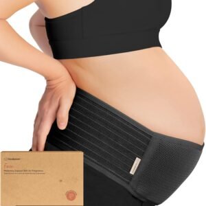 KeaBabies Maternity Belly Bands for Pregnant Women - 1-Pack, Soft & Breathable Pregnancy Belly Support Band, Easy Adjustable Maternity Belt for Back, Pelvic Support, Comfortable (Midnight Black, XL)