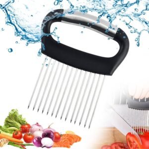2026 New Stainless Steel Onion Slicer Holder, Onion Holder for Slicing, Lemon Slicer Vegetable Cutter, Chopper Slicing Assistant Tool for Meat, Onion, Potato, Tomato Home Kitchen Tools (Black-B)