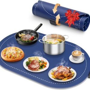 Warming Mat for Food with Adjustable Temperature Timer,10S Fast Heating Silicone Food Warmers for Parties Buffet and Home Daily,Food Warming Mat with Insulating Pad Raised Feet Protects Table