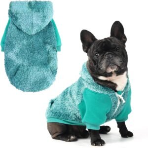 BINGPET Dog Hoodie Sherpa Hooded Sweatshirt Tie Dye, Soft Warm Dog Sweaters for Small Medium Large Dogs, Fuzzy Fleece Dog Clothes Cold Weather Coats Jacket with Neck Zipper and Pockets for Puppy Pet,M