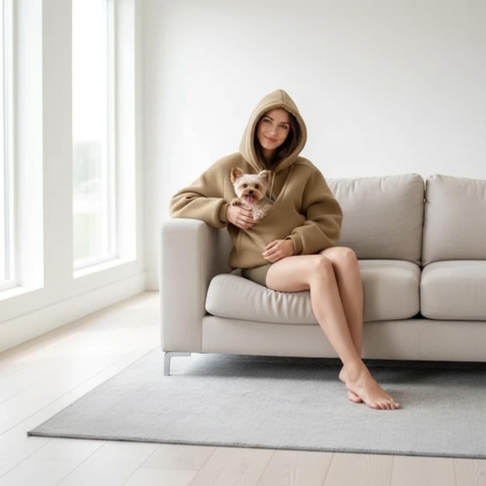 Pet Care Hoodie for Women – Fleece Pet Carrier Hoodie with Pouch for Dog and Cat, Hands-Free Pet Carrier Sweatshirt - Image 3