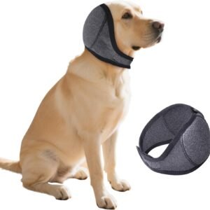 Dog Ears Cover, Dog Ear Muffs Noise Protection, Adjustable No Shake Ear Wrap Comfortable Quiet Dogs Calming Hood Blow Drying Headband Wraps (Grey, M(Head Circle:14"-19"))