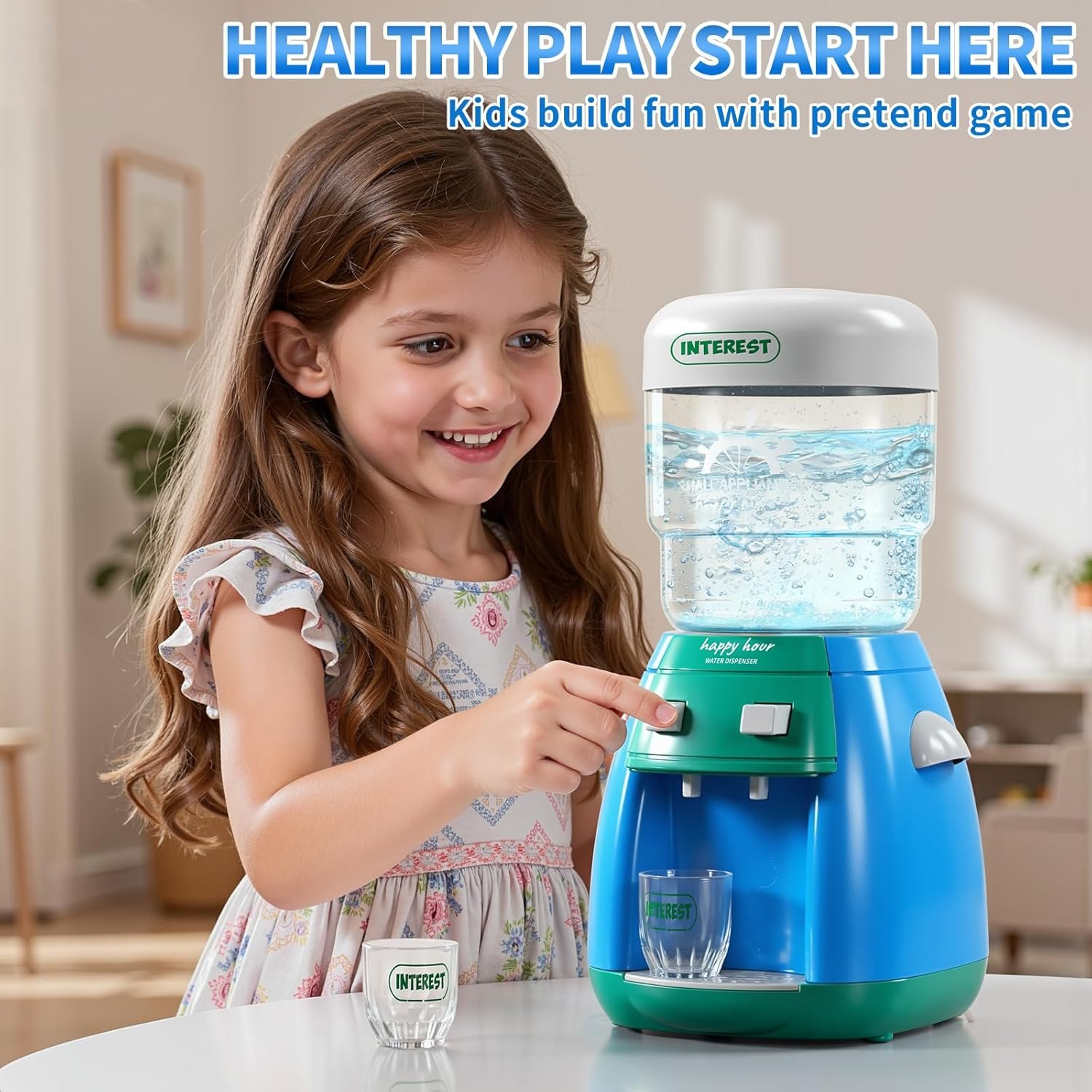 Toy Kitchen Accessories, Kitchen Appliances Play Cooking Set Toys for Kids Ages 1-3 3-5 with Blender, Mixers, Water Dispenser, Light Sound, Pretend Play Birthday Gifts for 3-8 Year Old Girl - Image 4