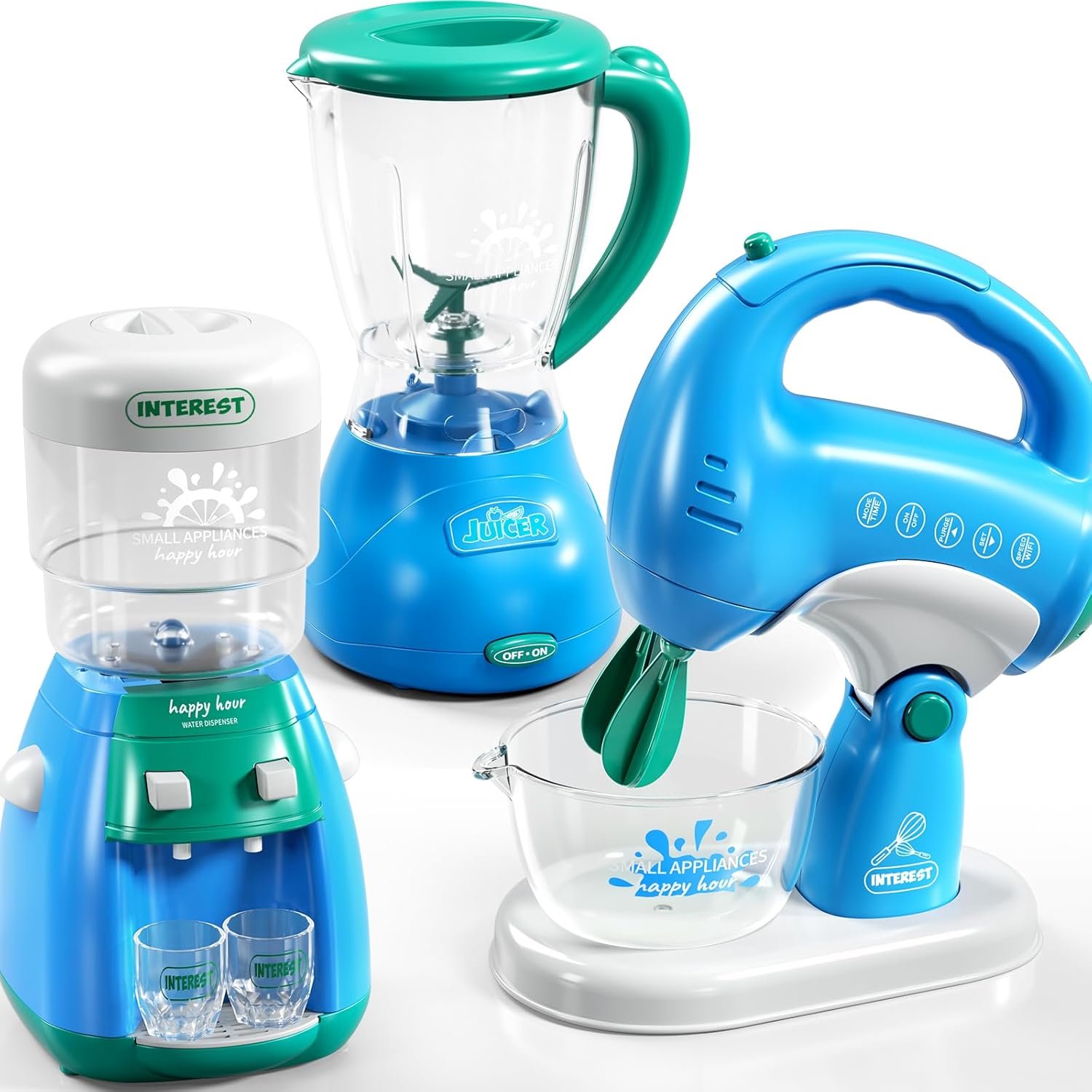 Toy Kitchen Accessories, Kitchen Appliances Play Cooking Set Toys for Kids Ages 1-3 3-5 with Blender, Mixers, Water Dispenser, Light Sound, Pretend Play Birthday Gifts for 3-8 Year Old Girl - Image 5