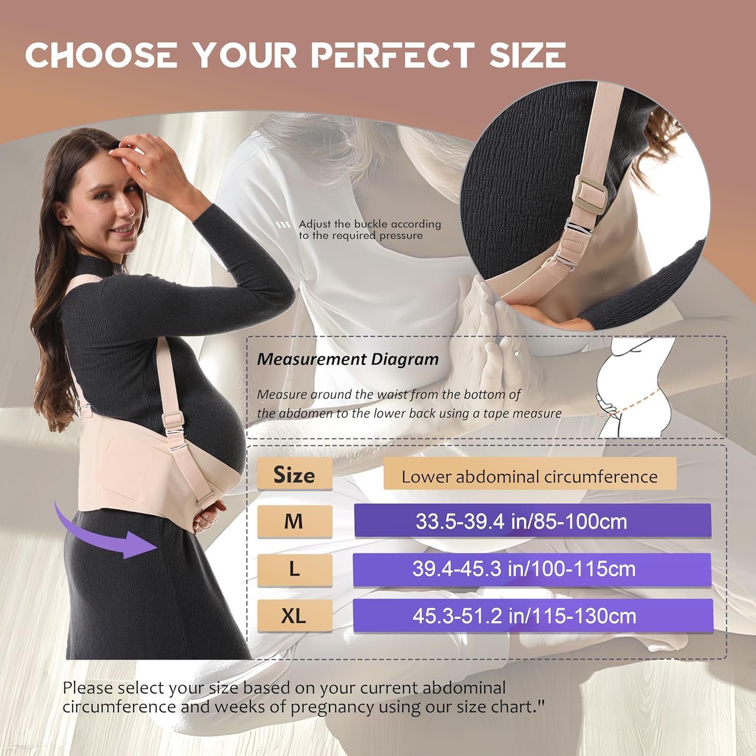 2-in-1 Convertible Maternity Support Belt with Detachable Strap - Adjustable Pregnancy Belly Band for Back, Hip, Pelvic Pain, Invisible Belly Bands for Pregnant Women - Image 6