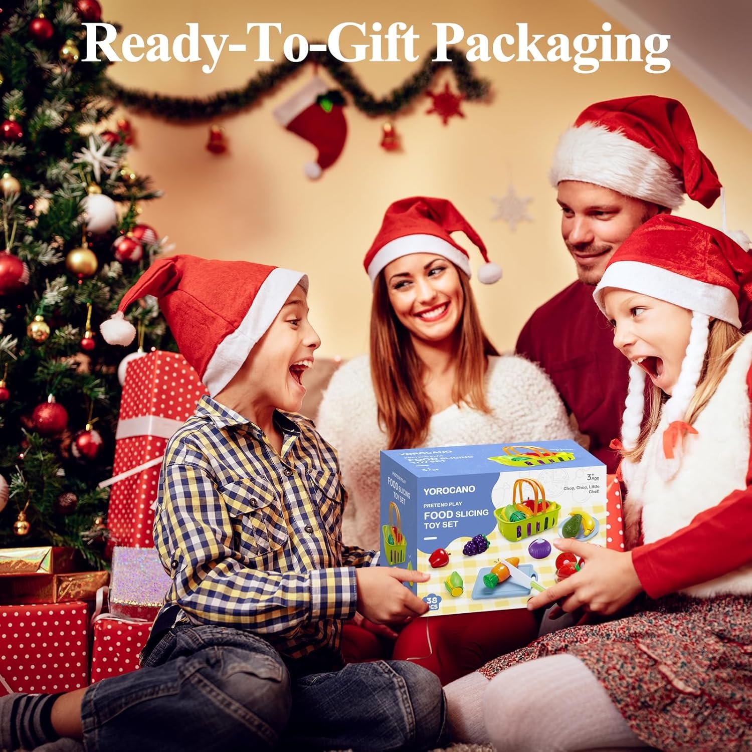 Pretend Play Food for Kids Kitchen - 38Pc Pretend Play Kitchen Accessories, Toys Play Food Set for Toddlers, Cutting Food Toys Veggies, Fruits, Food, Boys Girls Gift for Christmas - Image 3