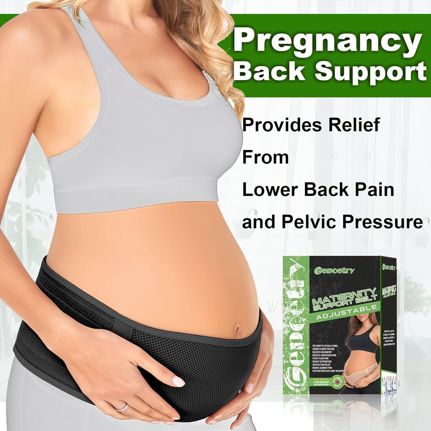 Maternity Belly Band for Pregnant Women | Pregnancy Belly Support Band for Abdomen, Pelvic, Waist, & Back Pain | Adjustable Maternity Belt | For All Stages of Pregnancy & Postpartum (Black) - Image 4