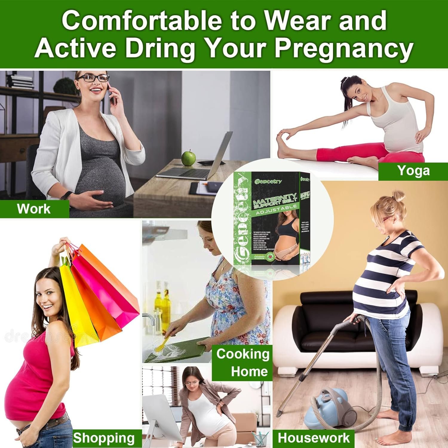 Maternity Belly Band for Pregnant Women | Pregnancy Belly Support Band for Abdomen, Pelvic, Waist, & Back Pain | Adjustable Maternity Belt | For All Stages of Pregnancy & Postpartum (Black) - Image 5