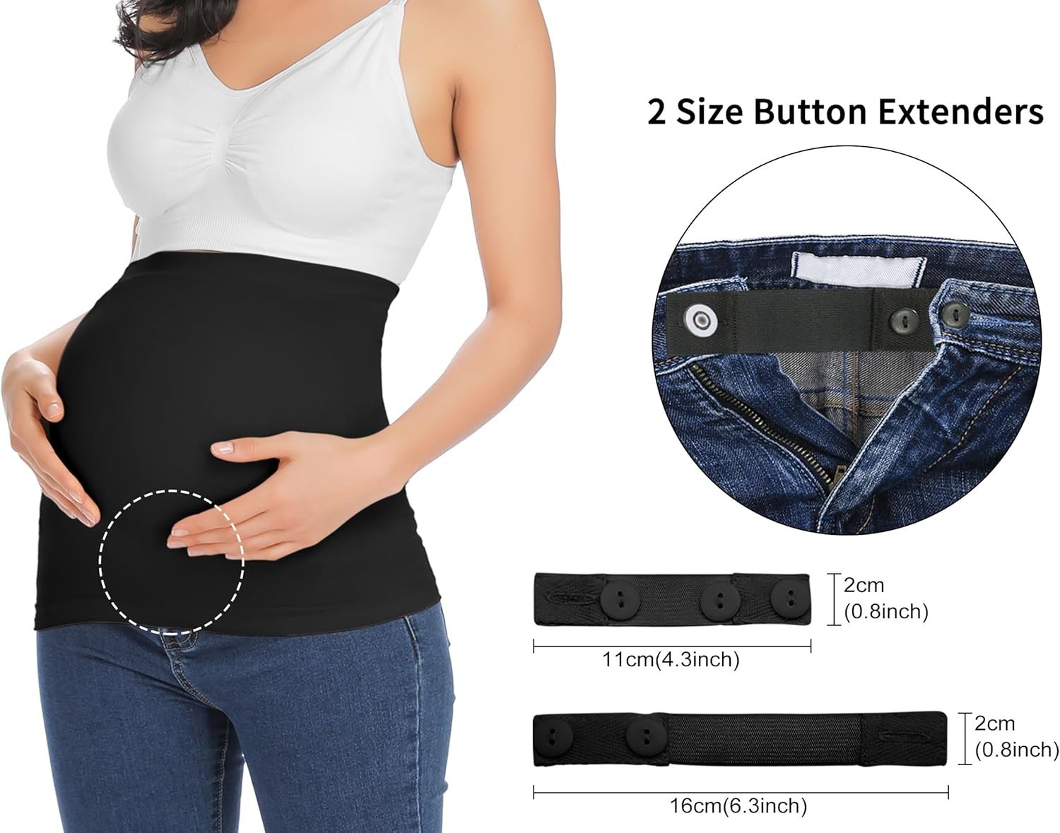 Rheane Pregnancy Belly Support Band Maternity Belly Band Belly Support for Pregnancy Pregnancy Belly Fall Maternity Clothes (Black+Dark+Grey 1) - Image 3