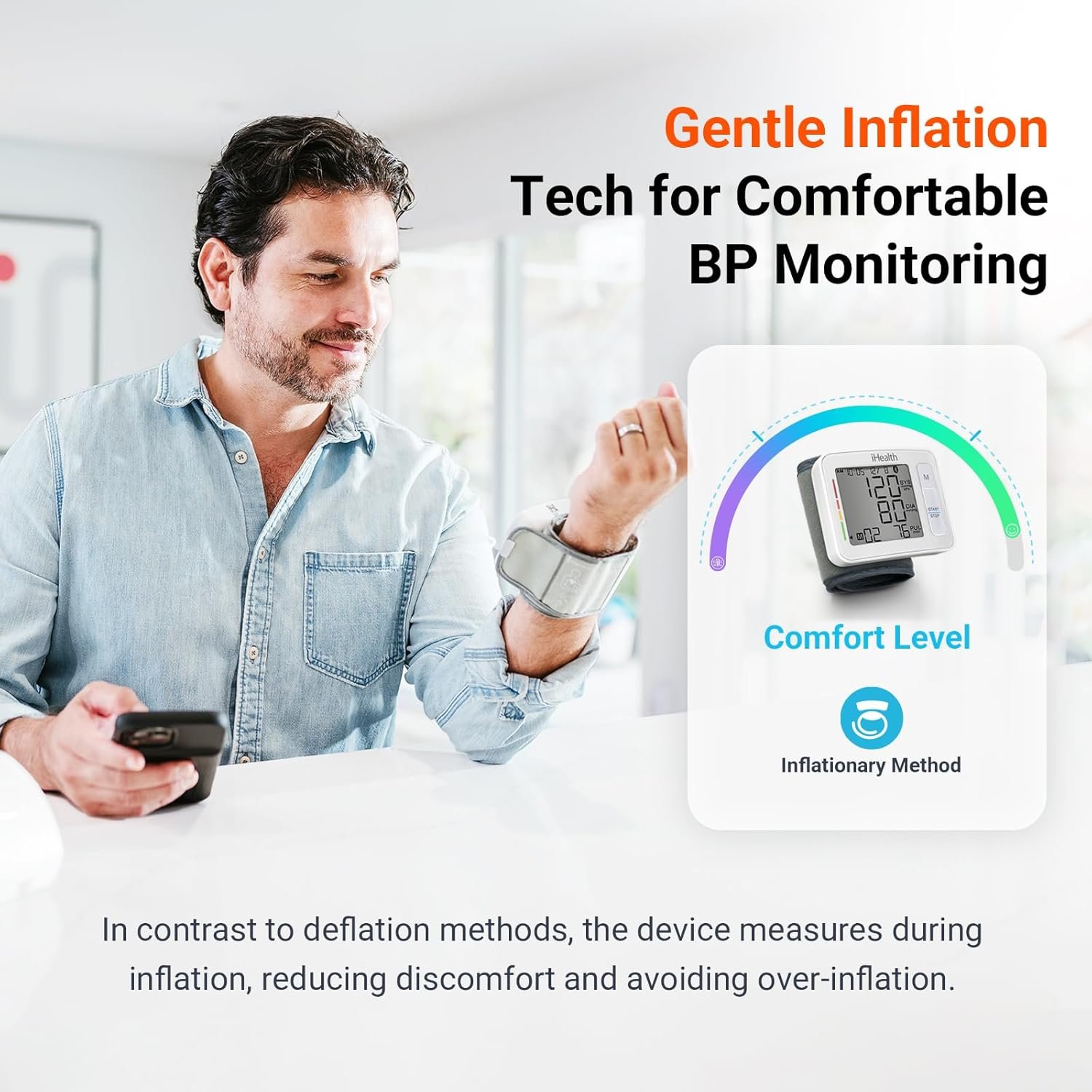 iHealth Push Wrist Blood Pressure Monitor, Digital Bluetooth Blood Pressure Machine with Large Display and Portable Carrying Case for At Home and Travel Use - Image 3