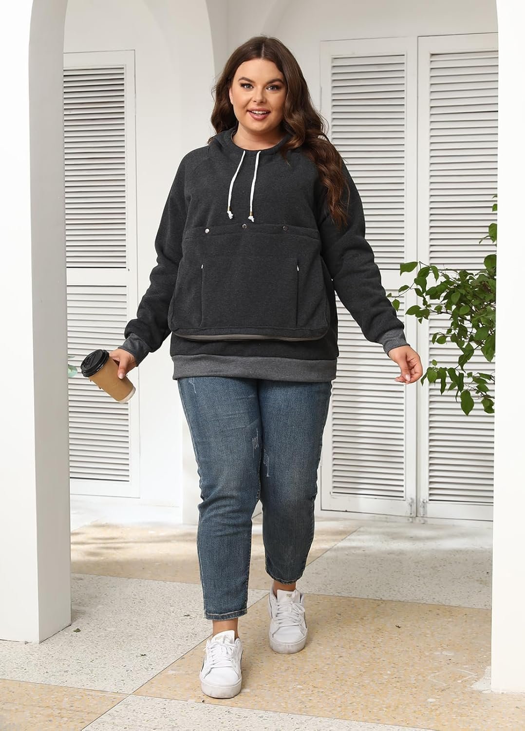 Unisex Cat Pouch Hoodie Long Sleeve Kitten Puppy Holder Hoodies Front Large Pouch Pet Carrier Sweatshirt - Image 3