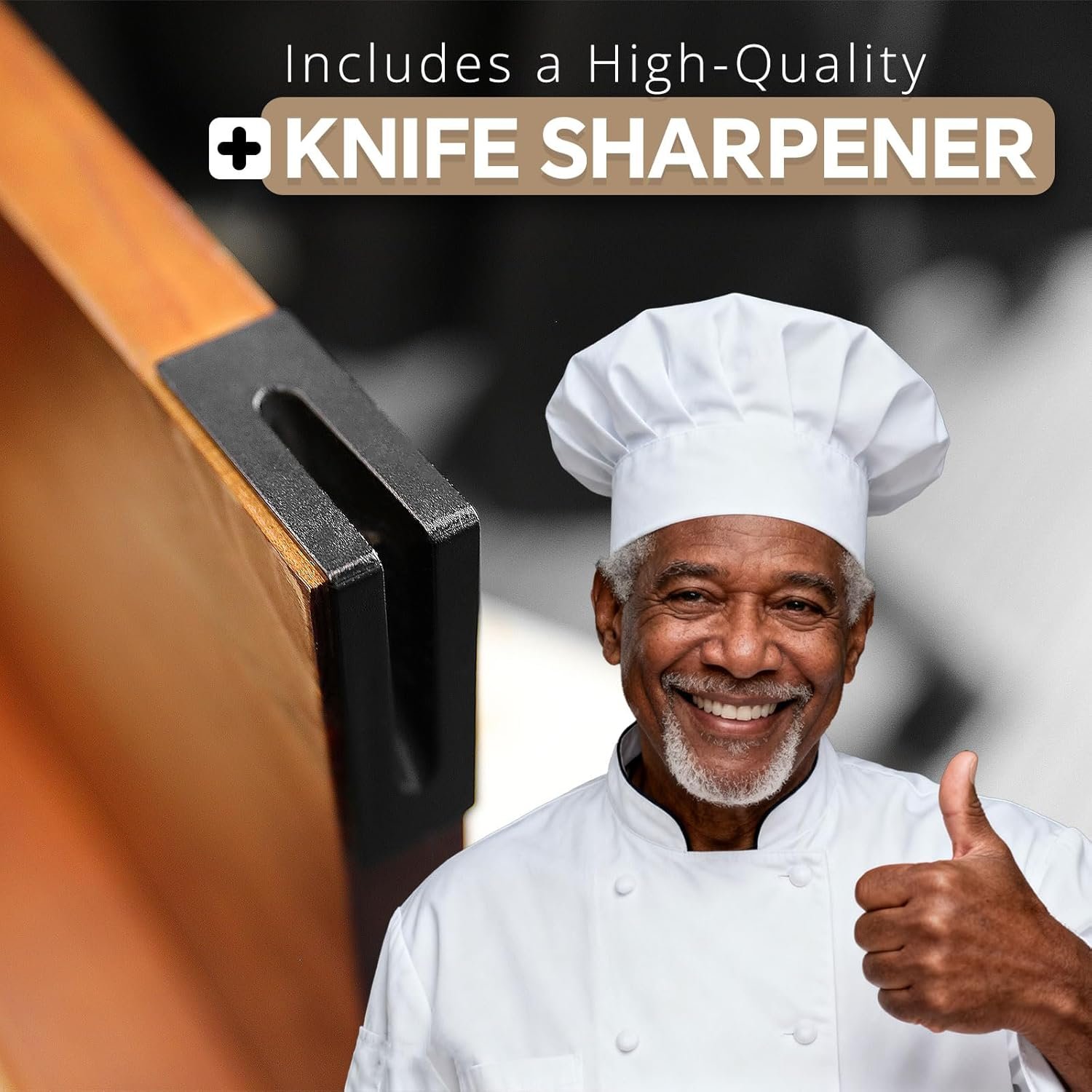 Knife Set with Block, Magnetic Knife Block Set with Knives for Home Chefs and Professionals, Safe Storage - Image 4