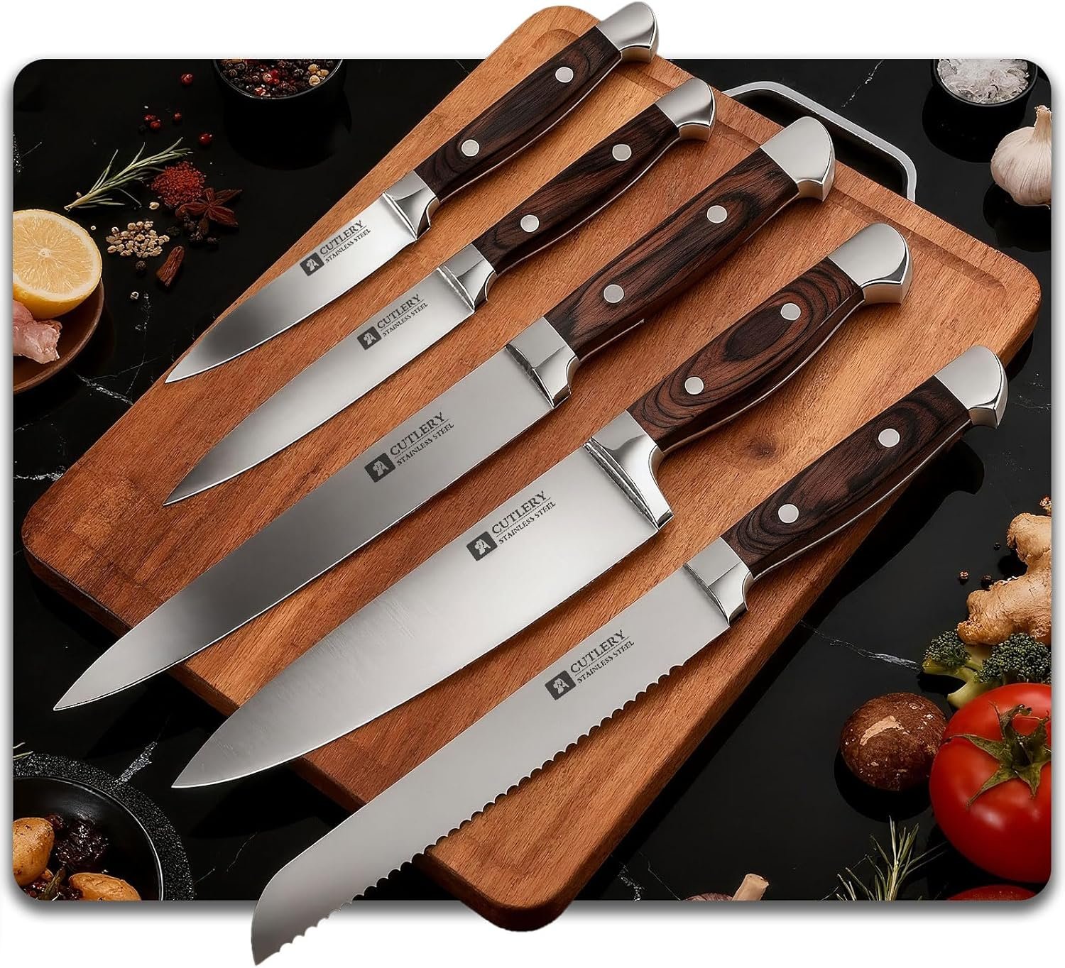 Knife Set with Block, Magnetic Knife Block Set with Knives for Home Chefs and Professionals, Safe Storage - Image 6