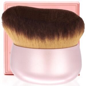 Extra Large Body Makeup Brush For Self Tanner, Leg Makeup &Bronzer Blend,75 mm Wide-headed Kabuki Brush Provides More Even &Pretty Application, Oval Face&Back Makeup Brush, Wet&Dry Use- Pink Rose Gold