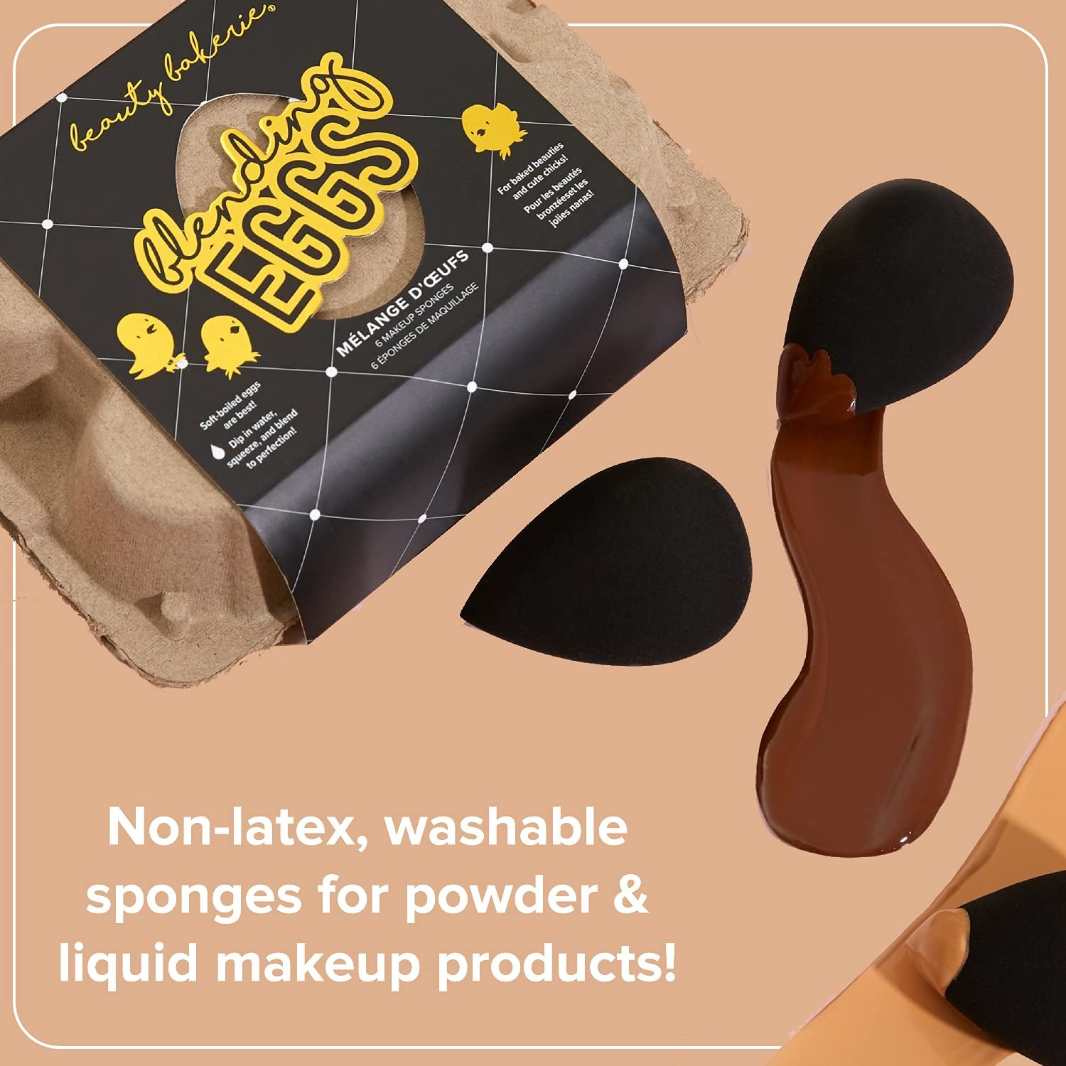 Beauty Bakerie Blending Egg Beauty Sponge Cosmetic Face Make up Blender Sponge Applicator for Powder, Liquid, Foundation, Concealer and Blending, Latex Free 6 Pack Set, Black Egg-cellence - Image 3