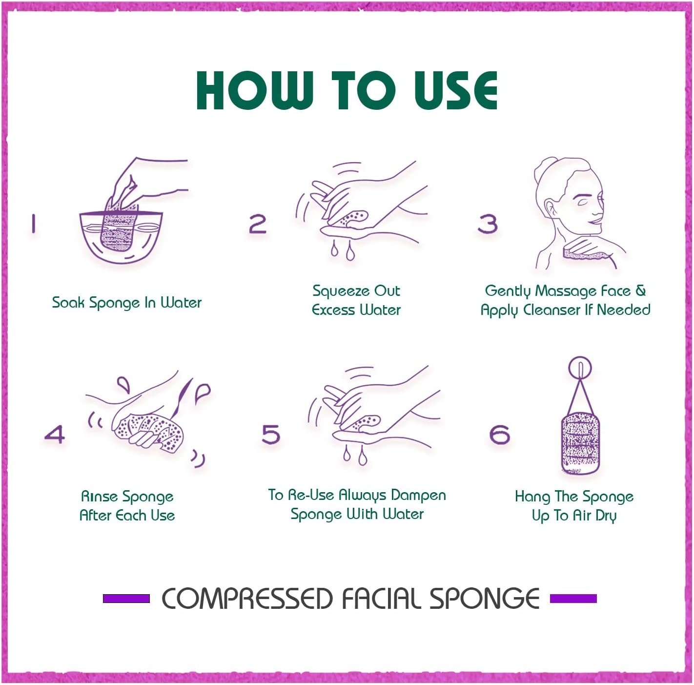 60-Count Compressed Facial Sponges, 100% Natural Cosmetic Spa Sponges for Facial Cleansing, Exfoliating Mask (Pink Heart) - Image 7