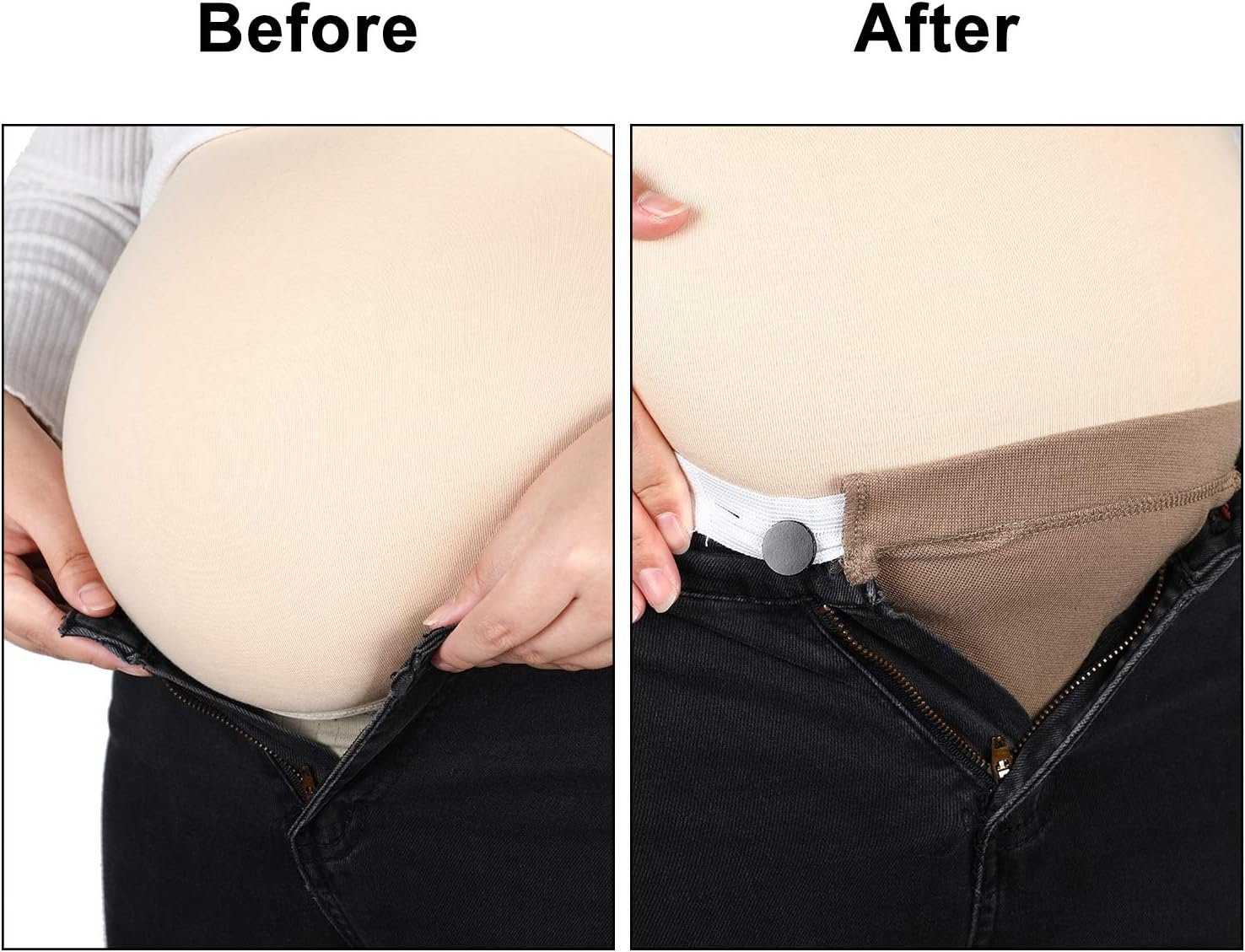 WILLBOND 6 Packs Maternity Pants Extender Adjustable Waist Extenders Pregnancy Waistband Elastic Pregnancy Trouser Belly Bands for Pregnant Women Maternity Band for Jeans Pants - Image 6