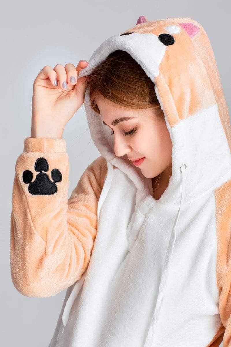 CORIRESHA Cute Coral Velvet Long Sleeve Shiba Inu Dog Embroidery Home Wear Hoodie for Women - Image 3